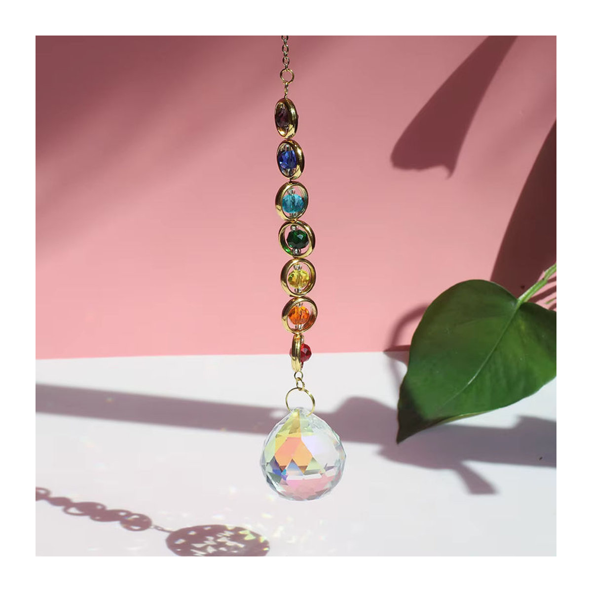 ZHUBI Kristall Windspiel aus Glas als hängender Regenbogen Prisma Anhänger in Transparent für Zimmer Balkon und Garten - Bild 4