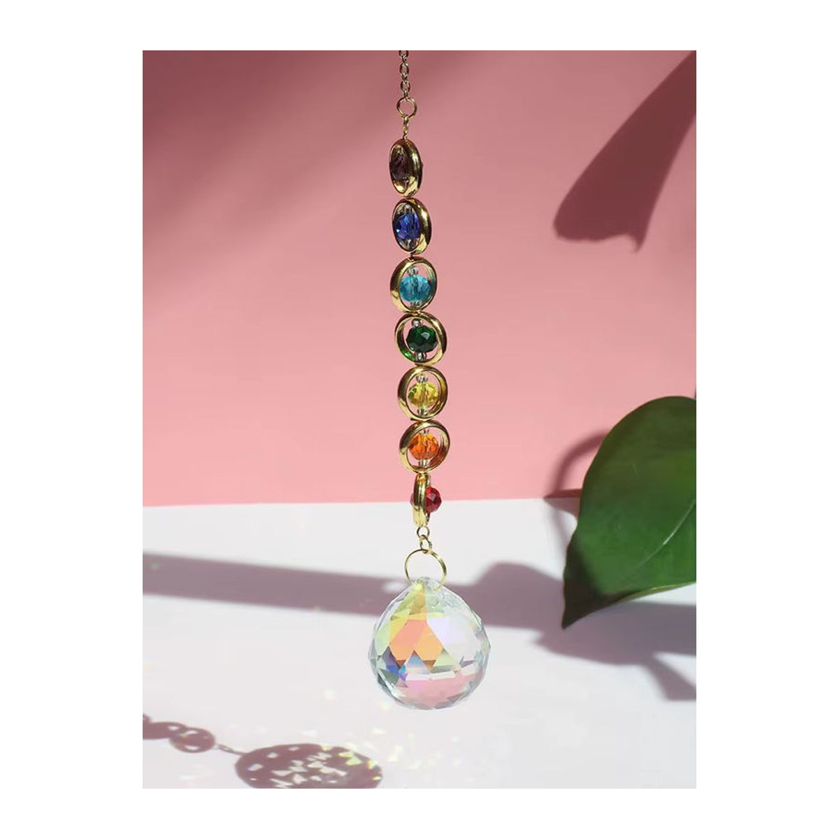 ZHUBI Kristall Windspiel aus Glas als hängender Regenbogen Prisma Anhänger in Transparent für Zimmer Balkon und Garten - Bild 6