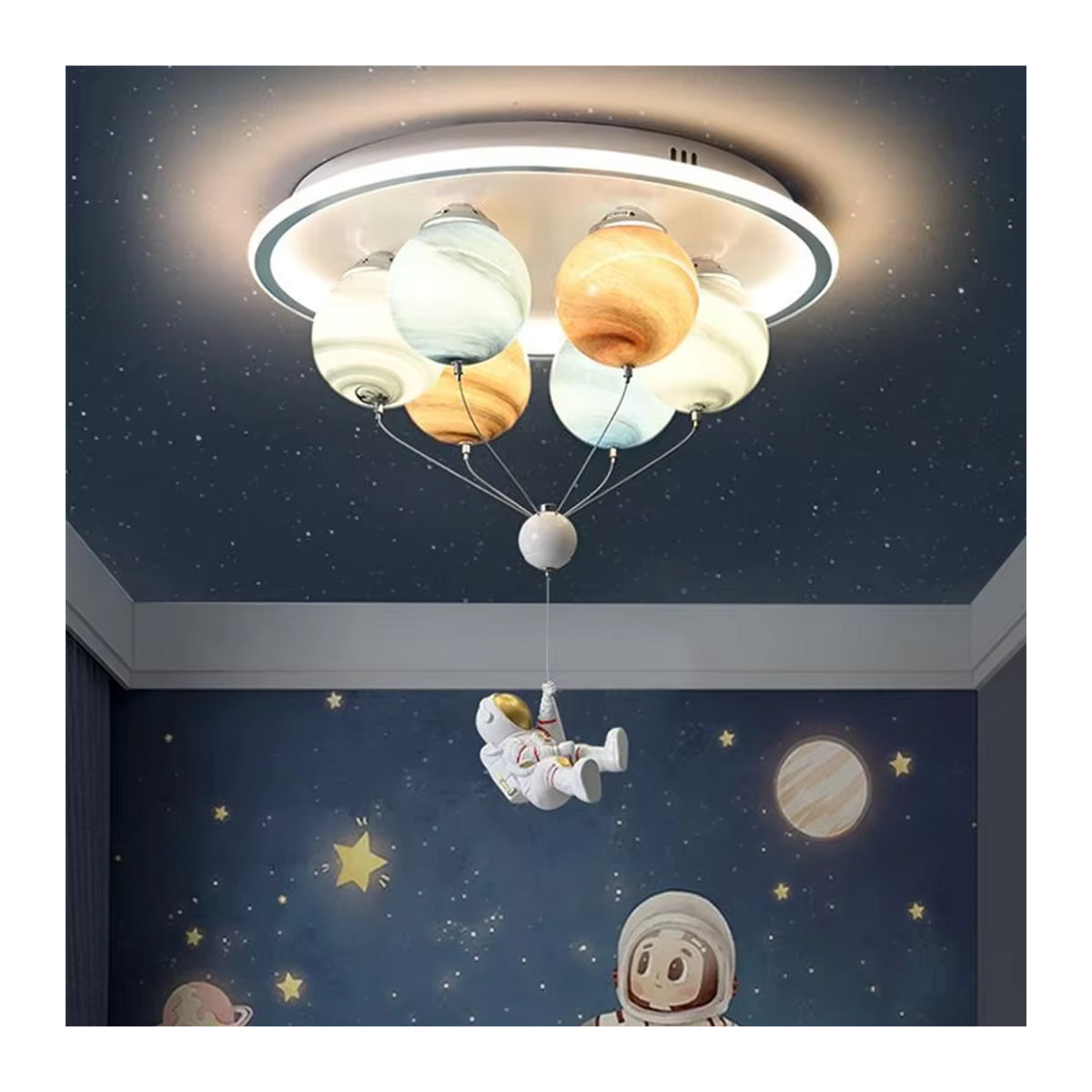 ZIMULONG Astronaut Moderne LED-Deckenleuchte Bunt als Kreative Planetenlampe für Kinderzimmer, Esszimmer oder Arbeitszimmer - Bild 2