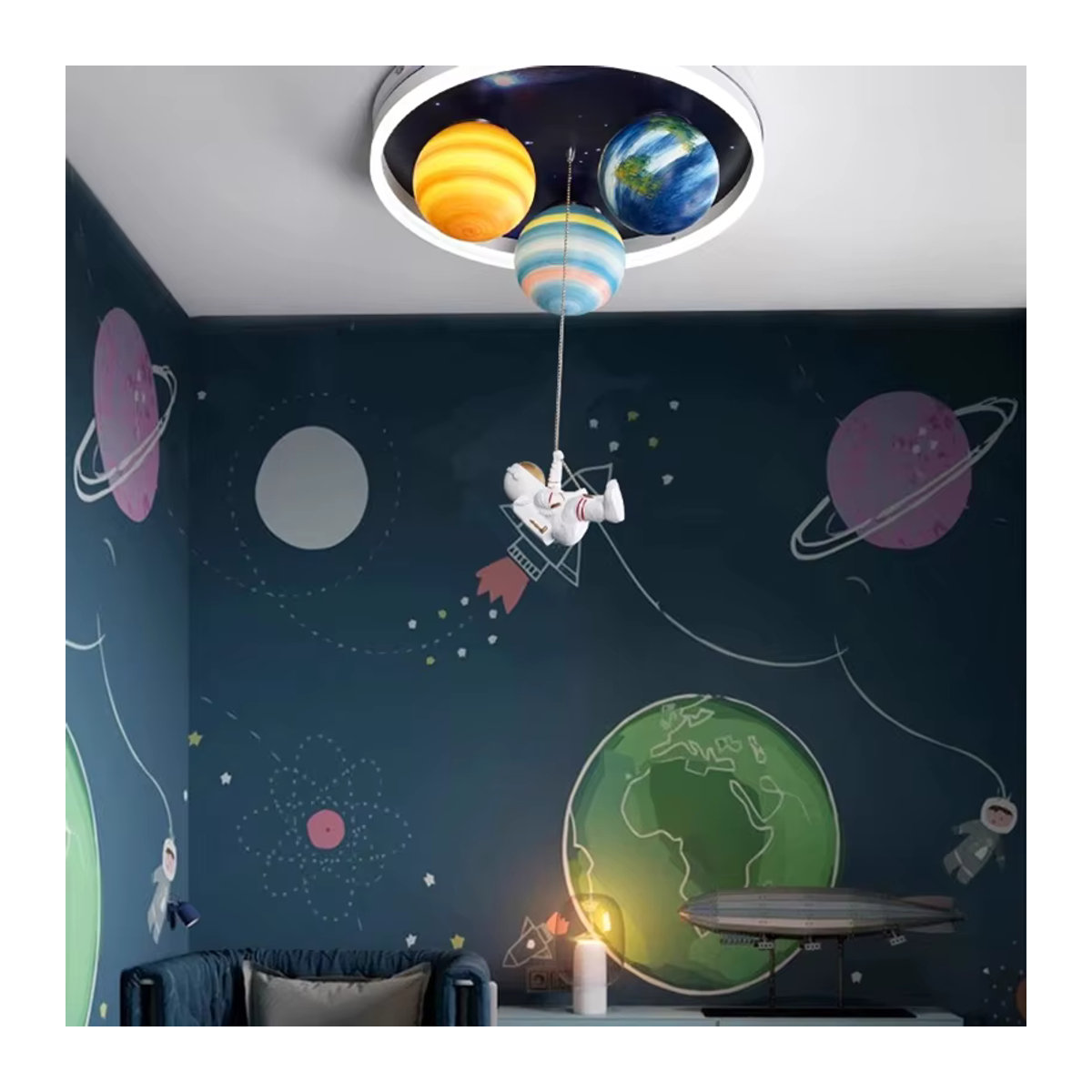 ZIMULONG Astronaut Moderne LED-Deckenleuchte Bunt als Kreative Planetenlampe für Kinderzimmer, Esszimmer oder Arbeitszimmer - Bild 3
