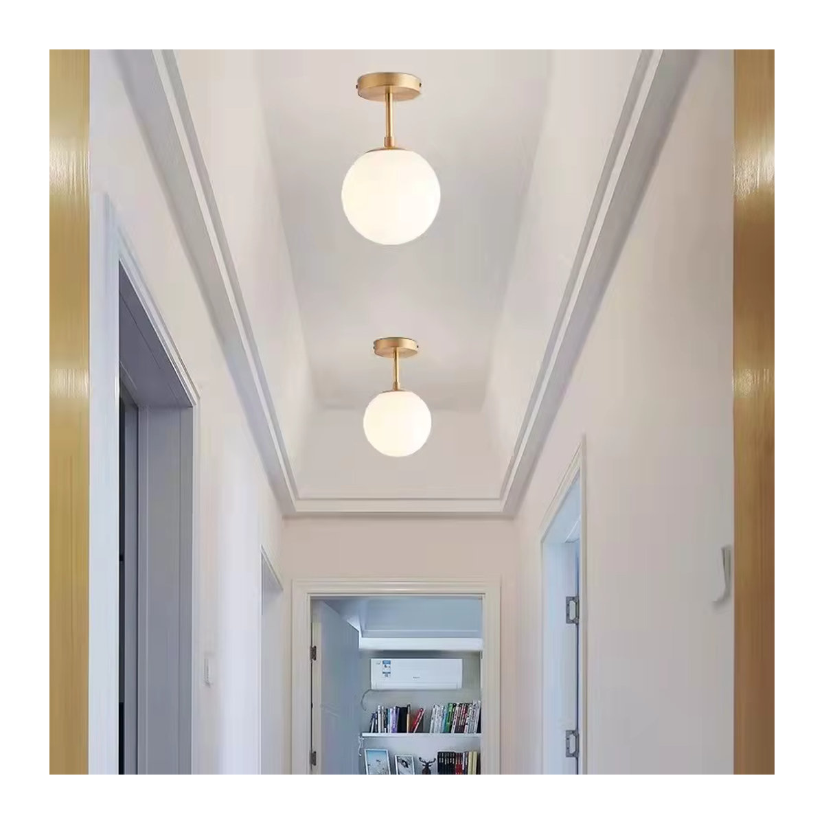ZIMULONG Deckenlampe Nordic Design aus Glas in Beige mit E27 Fassung, minimalistische runde Glas-Ball Leuchte für Wohnzimmer und Korridor - Bild 2