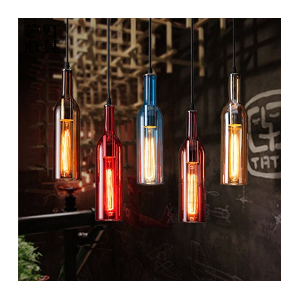 ZIMULONG Kronleuchter im skandinavischen Industrial Design aus buntem Glas für Restaurant und Bar - Bild 1