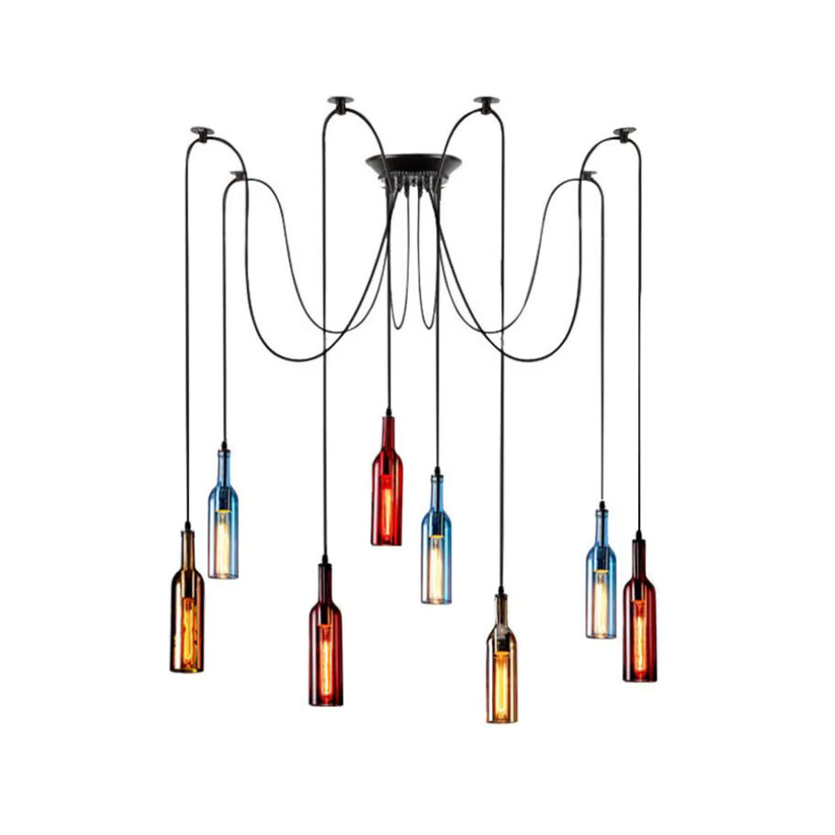 ZIMULONG Kronleuchter im skandinavischen Industrial Design aus buntem Glas für Restaurant und Bar - Bild 2