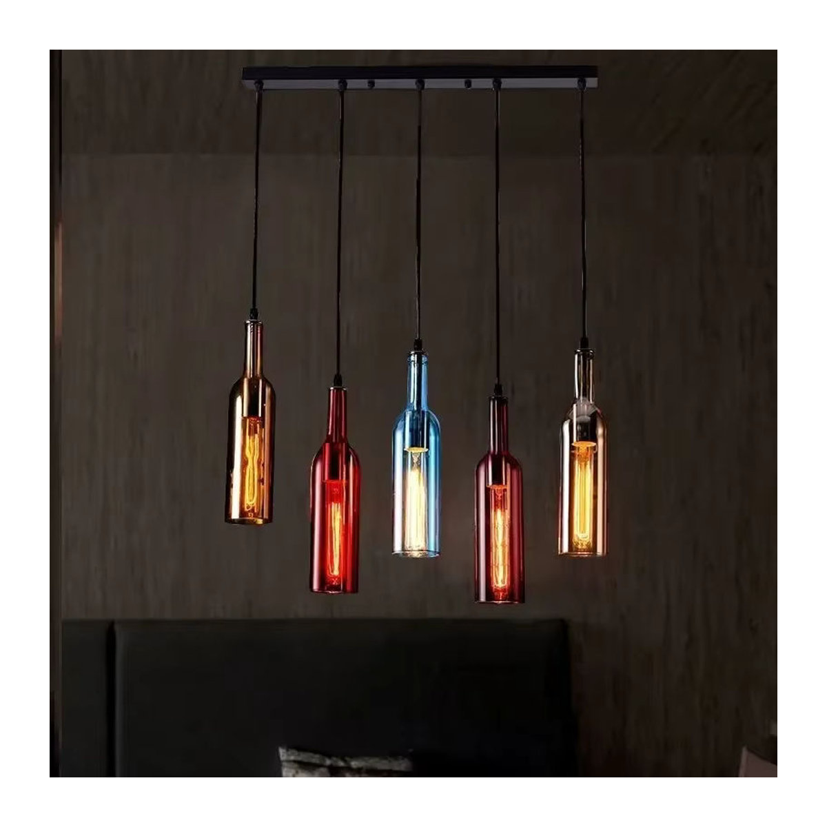 ZIMULONG Kronleuchter im skandinavischen Industrial Design aus buntem Glas für Restaurant und Bar - Bild 4