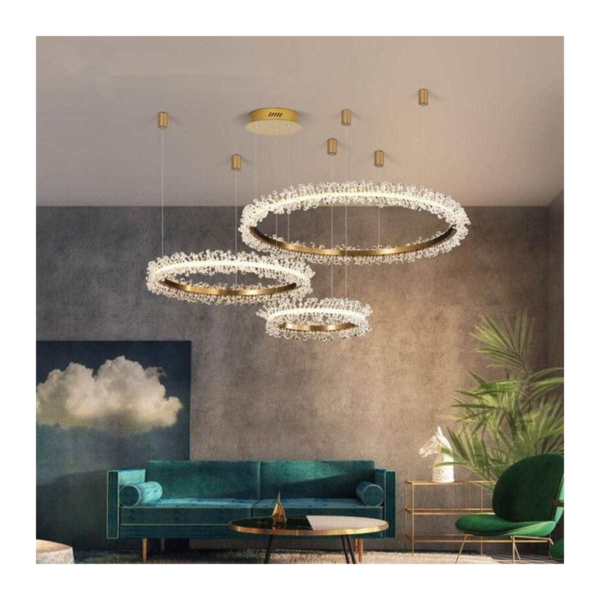 ZIMULONG Modern LED Ring Kronleuchter aus Kristall in Gold für Wohnzimmer und Esszimmer - Bild 1