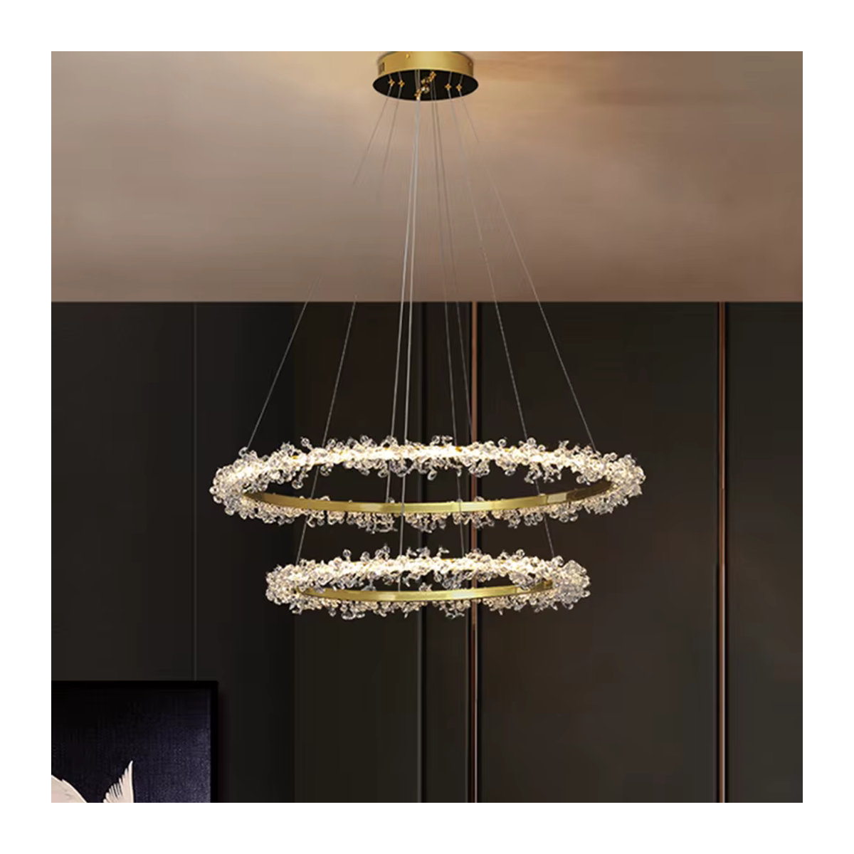 ZIMULONG Modern LED Ring Kronleuchter aus Kristall in Gold für Wohnzimmer und Esszimmer - Bild 3