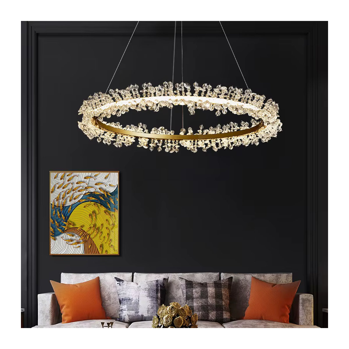 ZIMULONG Modern LED Ring Kronleuchter aus Kristall in Gold für Wohnzimmer und Esszimmer - Bild 4