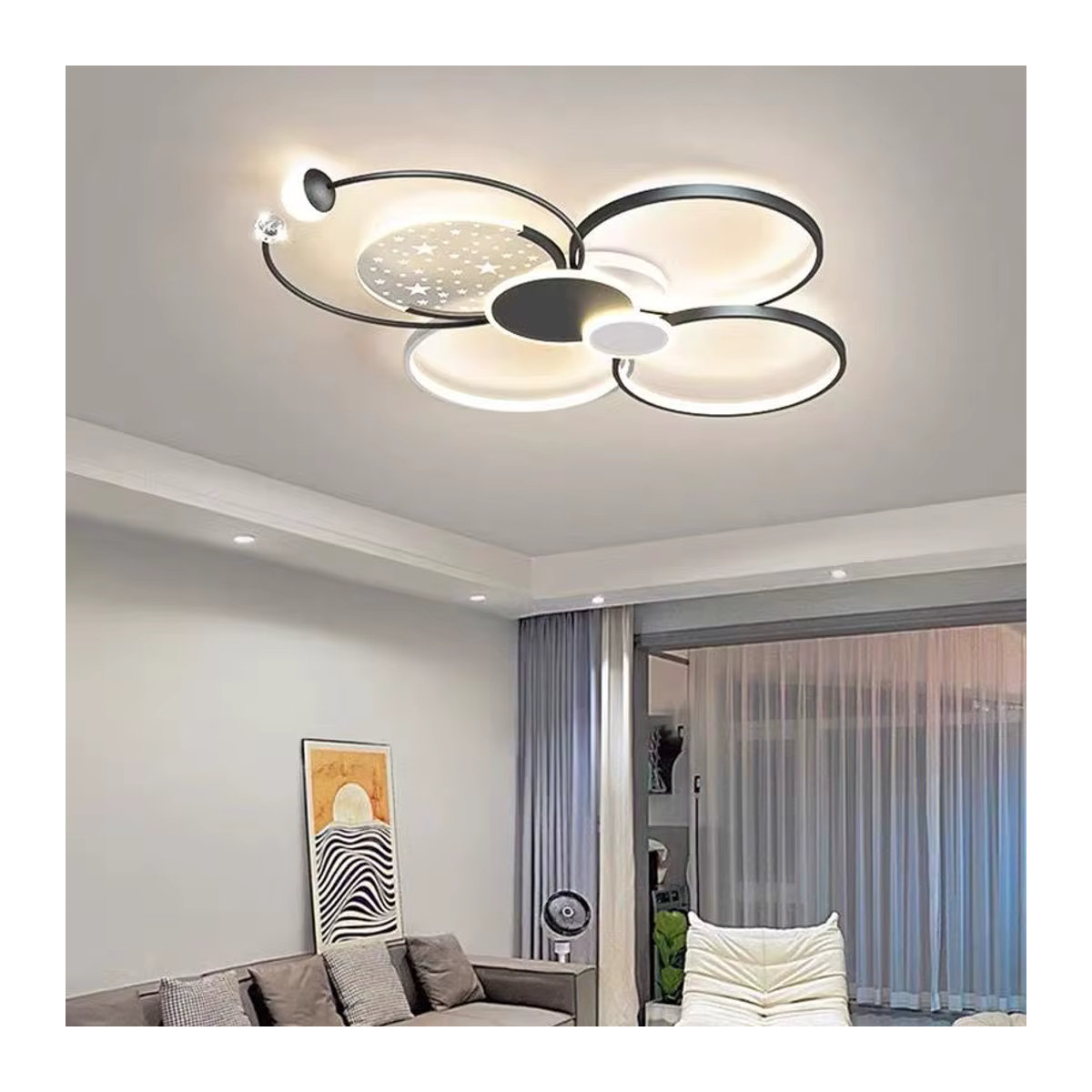 ZIMULONG Moderner Kronleuchter in Gold und Schwarz für Wohnzimmer und Schlafzimmer mit Sternen-Design als Deckenleuchte - Bild 1