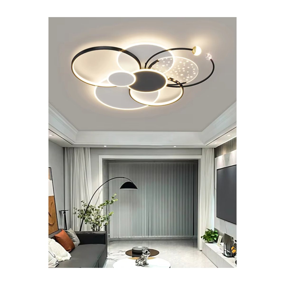 ZIMULONG Moderner Kronleuchter in Gold und Schwarz für Wohnzimmer und Schlafzimmer mit Sternen-Design als Deckenleuchte - Bild 2