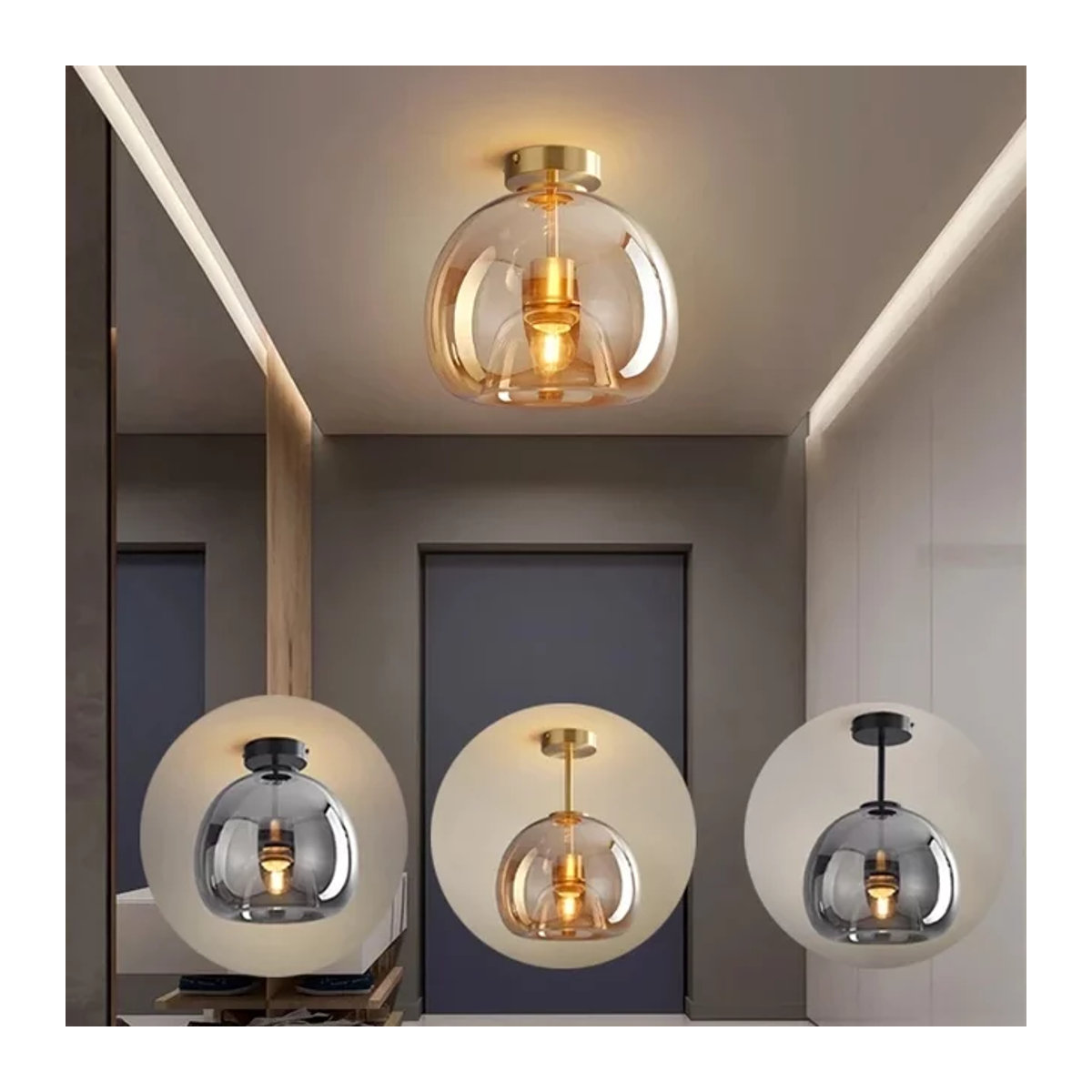 ZIMULONG Nordic Deckenleuchte aus Glas mit E27 Fassung, minimalistisches und modernes Design für Wohnzimmer, Flur oder Korridor - Bild 1