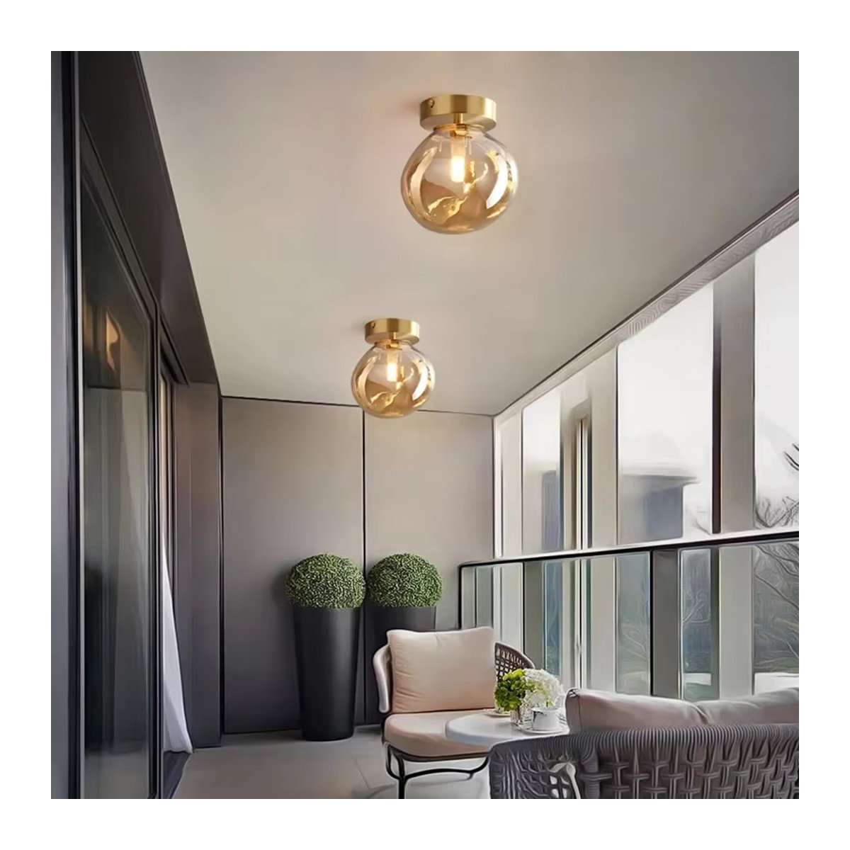 ZIMULONG Nordic Deckenleuchte aus Glas mit E27 Fassung, minimalistisches und modernes Design für Wohnzimmer, Flur oder Korridor - Bild 2