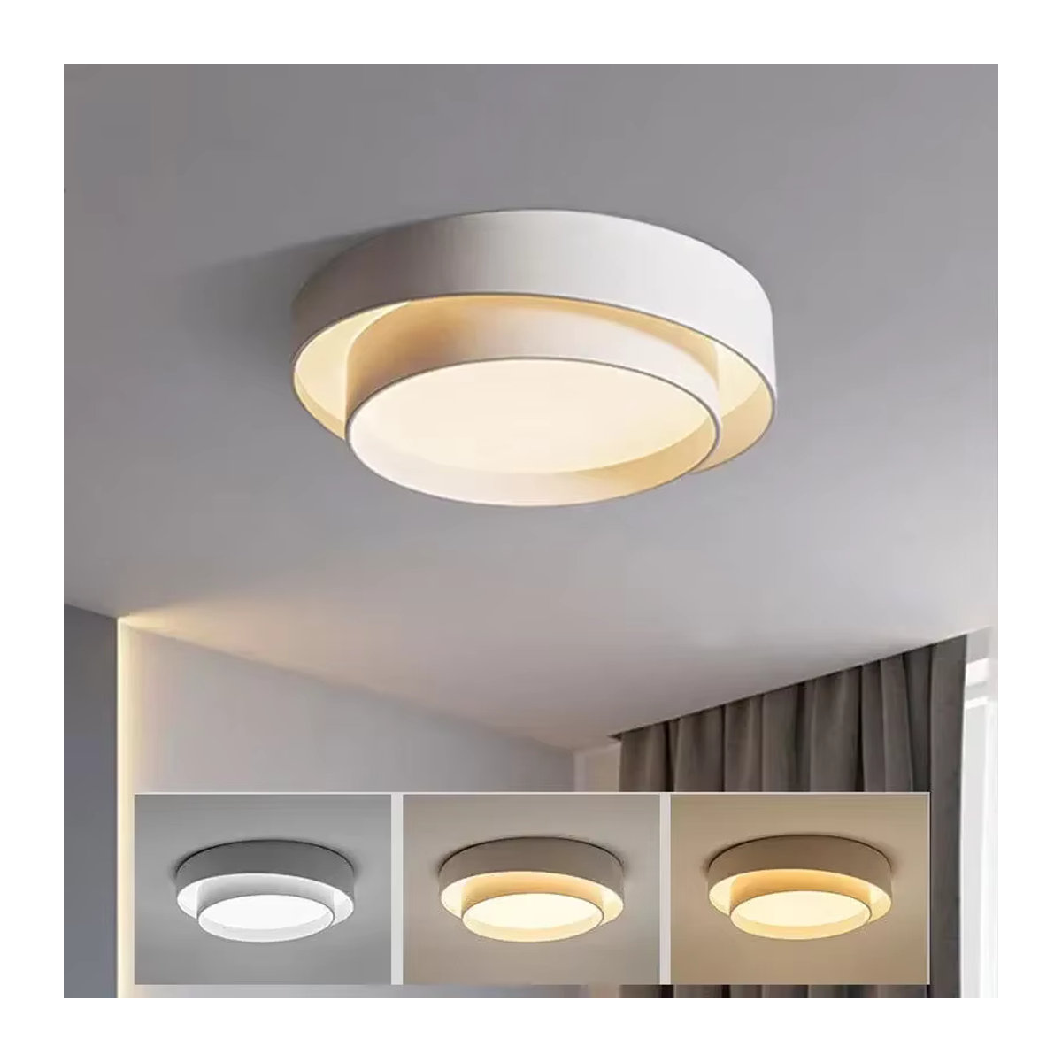 ZIMULONG Skandinavische LED Deckenleuchte im minimalistischen Design aus Acryl für Wohnzimmer und Schlafzimmer in Weiß, Schwarz oder Grau - Bild 3