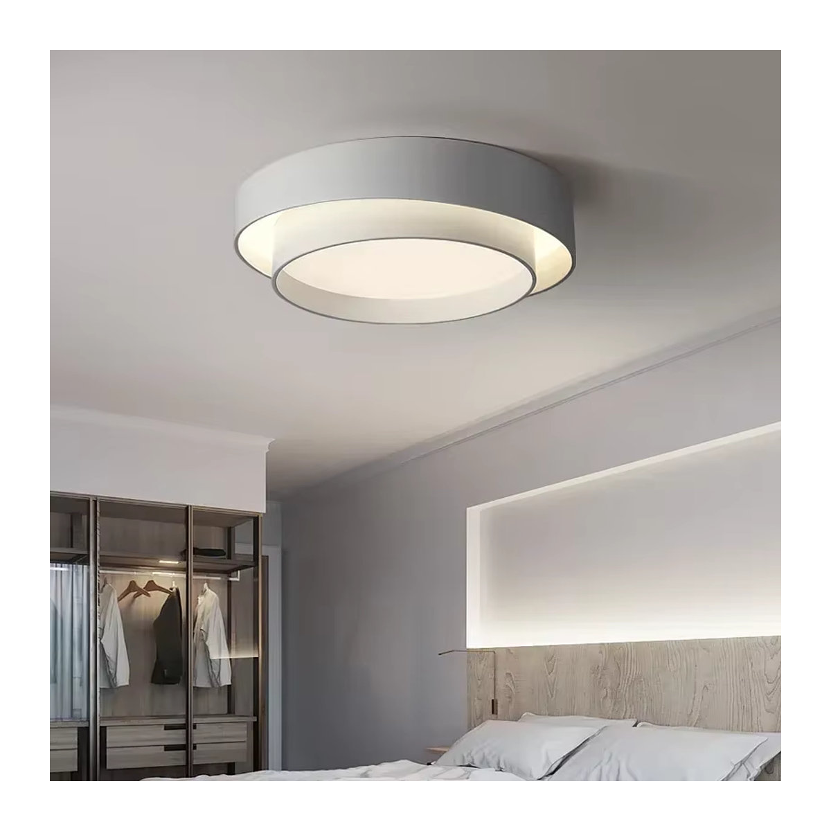 ZIMULONG Skandinavische LED Deckenleuchte im minimalistischen Design aus Acryl für Wohnzimmer und Schlafzimmer in Weiß, Schwarz oder Grau - Bild 4