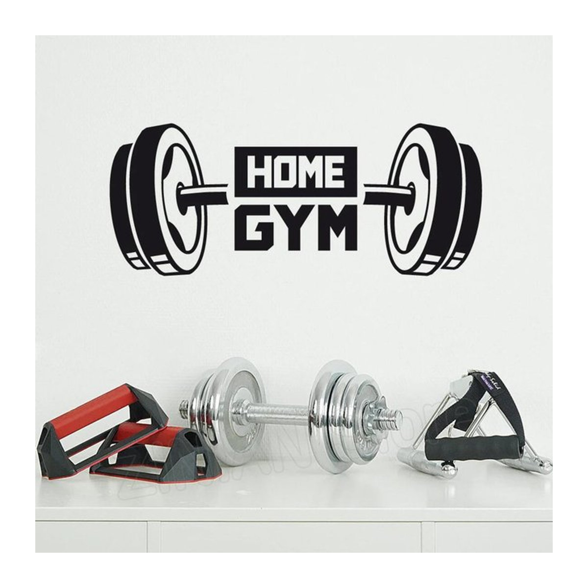ZINIAN Wandtattoo Fitness Home Gym Hantel und Langhantel Aufkleber aus Kunststoff in Grau und Schwarz - Bild 1