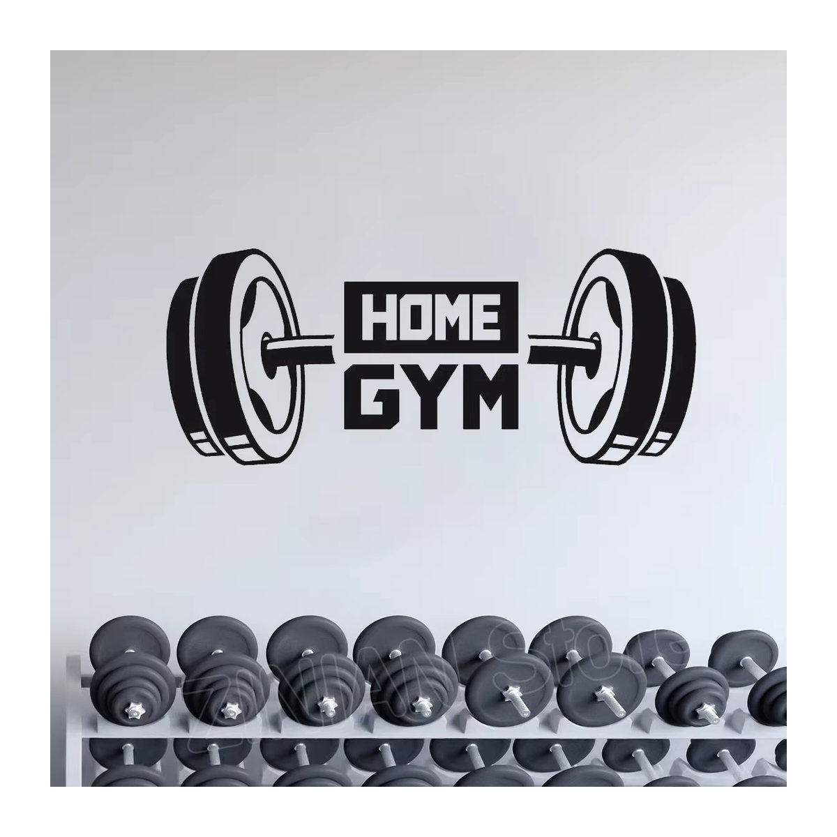 ZINIAN Wandtattoo Fitness Home Gym Hantel und Langhantel Aufkleber aus Kunststoff in Grau und Schwarz - Bild 2