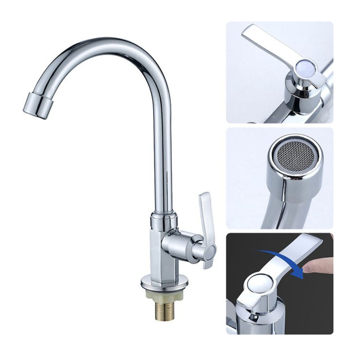 Ziny Einhebelmischer Küchenwasserhahn mit Schwenkauslauf in Chrom aus Metall - Bild 1