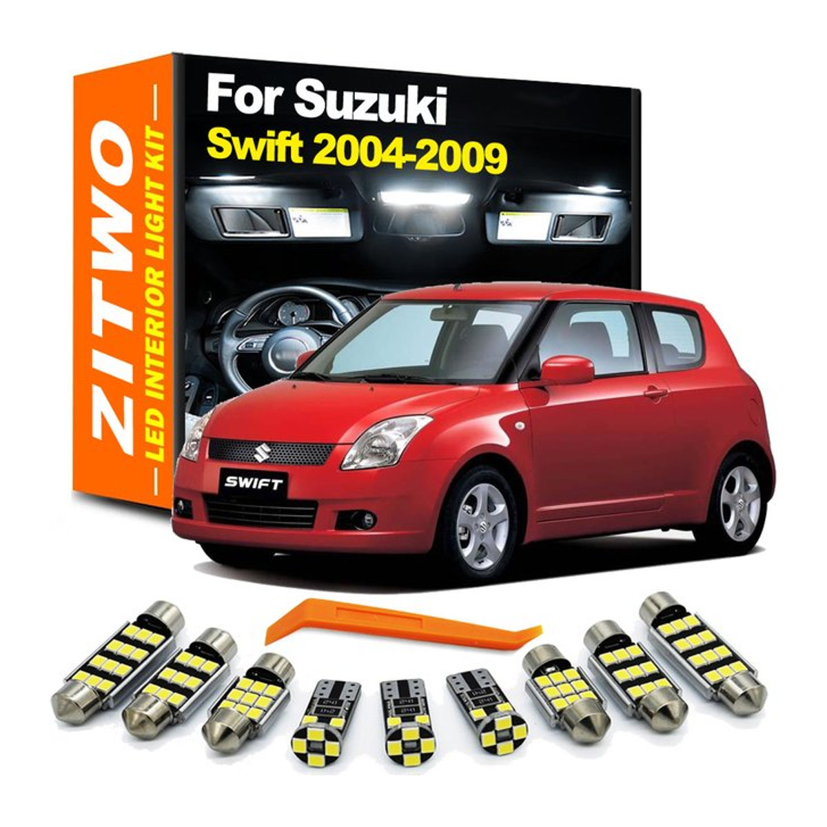 ZITWO 8er LED Innenraumbeleuchtungs-Set für Suzuki Swift 2004 bis 2009 mit Canbus-System für Dachleuchten, Kartenleuchten und Kofferraumbeleuchtung - Bild 1
