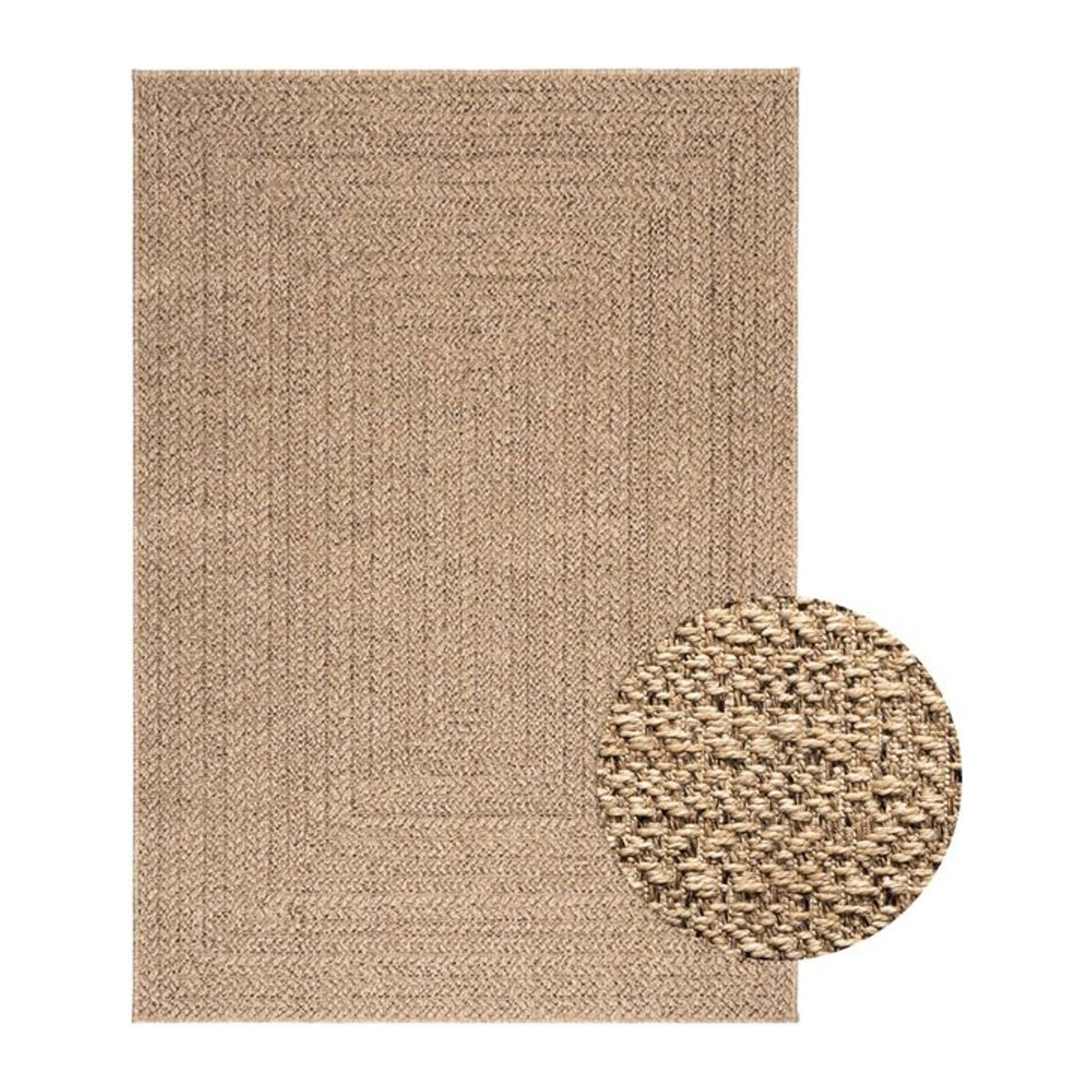 ZIZUR Teppich in Beige mit Jute-Optik für Innen und Außen, B/B: 120 x 170 cm - Bild 1