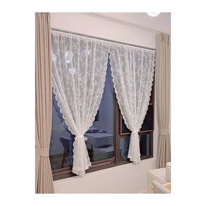 ZJBYZHOUSEHOLD Transparenter Tüllvorhang mit floraler Spitze in Weiß für Wohnzimmer und Schlafzimmer