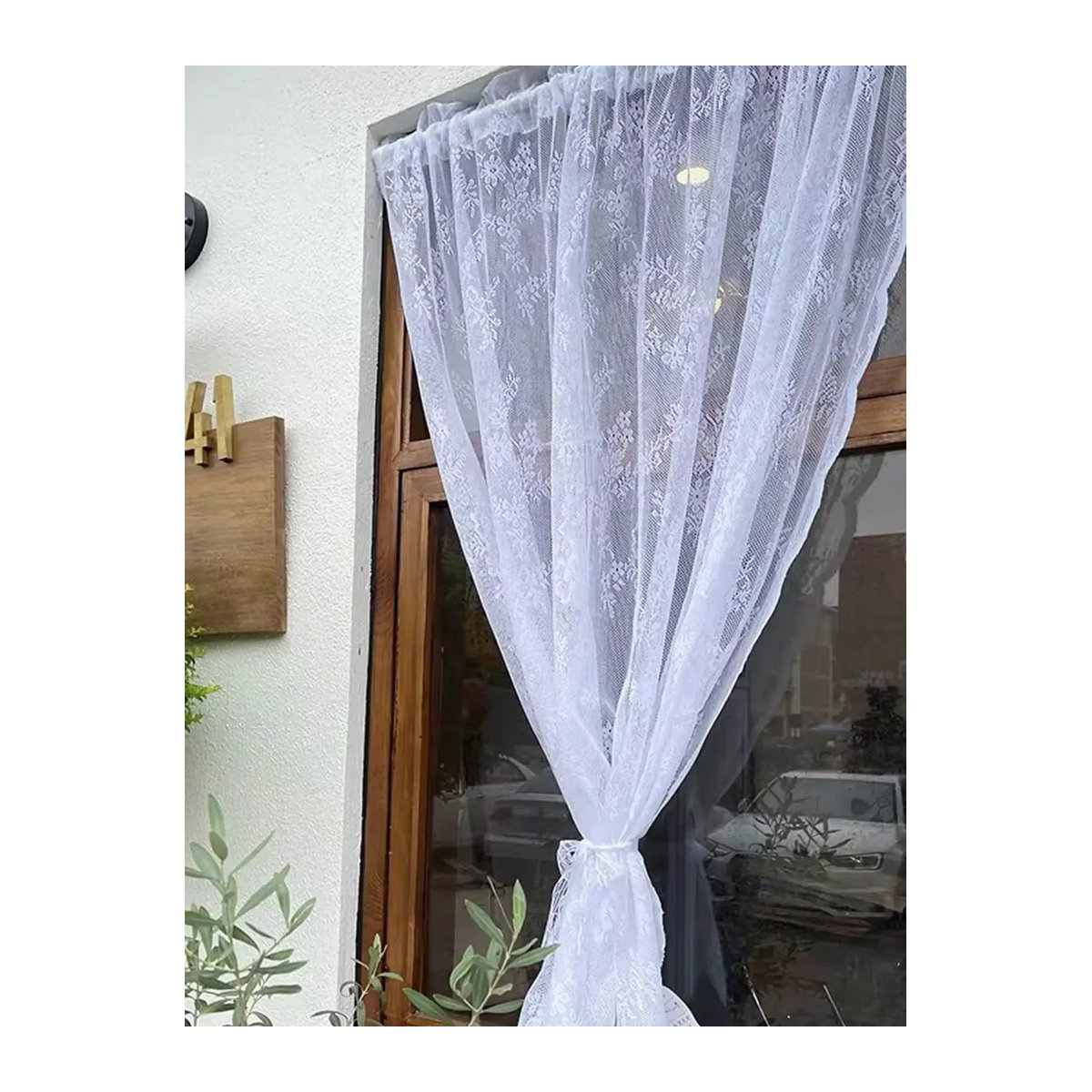 ZJBYZHOUSEHOLD Transparenter Tüllvorhang mit floraler Spitze in Weiß für Wohnzimmer und Schlafzimmer - Bild 4