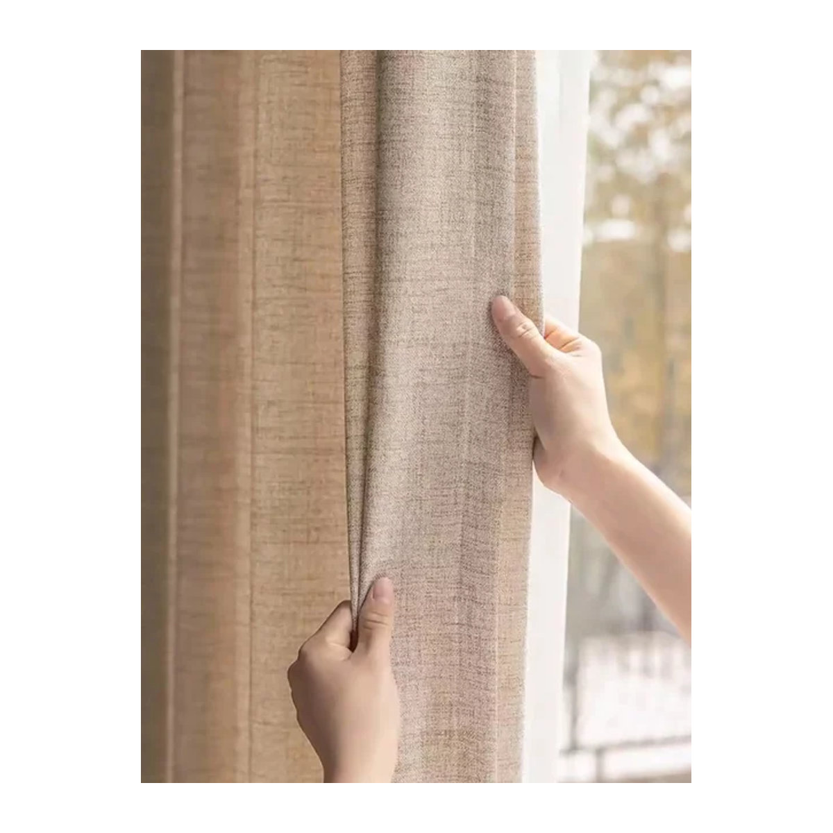 ZJBYZHOUSEHOLD Vorhänge im japanischen Stil mit Leinenstruktur, semi-transparent, beige - Bild 1