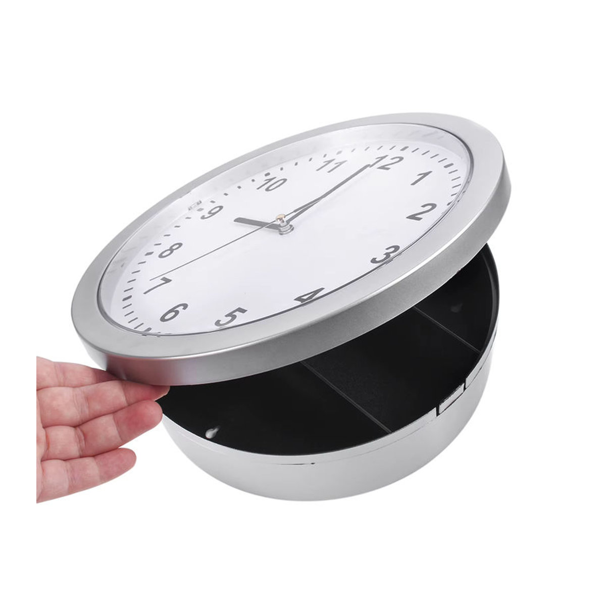 ZJCHAO Geheime Wanduhr als Versteckbox für Geld und Schmuck, rund, Kunststoff, Silber oder Weiß - Bild 3