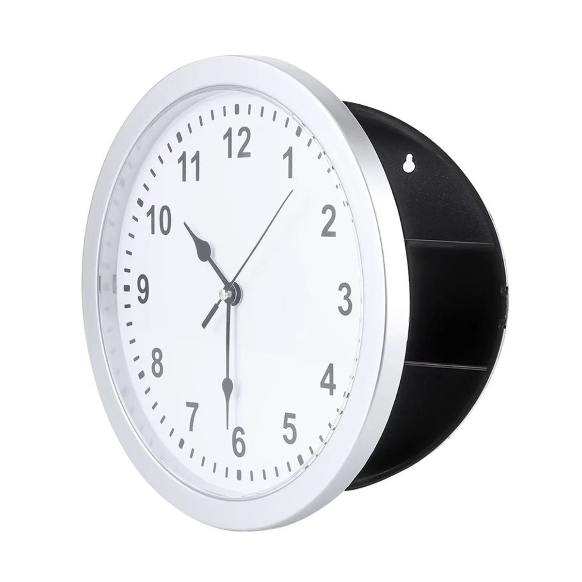 ZJCHAO Geheime Wanduhr als Versteckbox für Geld und Schmuck, rund, Kunststoff, Silber oder Weiß - Bild 6