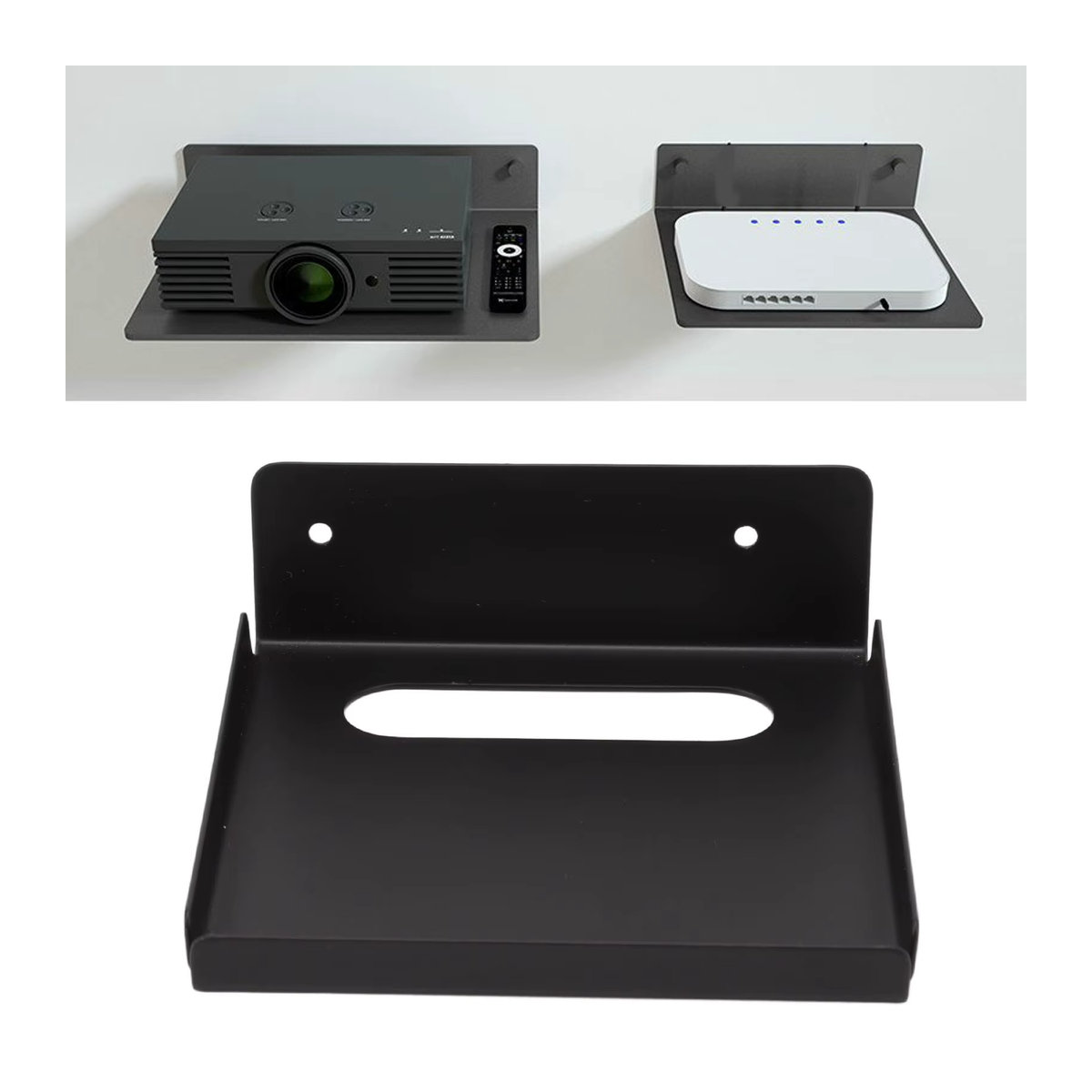 ZJCHAO HiFi-Rack aus Metall in Schwarz für Router, TV-Bildschirm und Projektor im minimalistischen Design - Bild 5