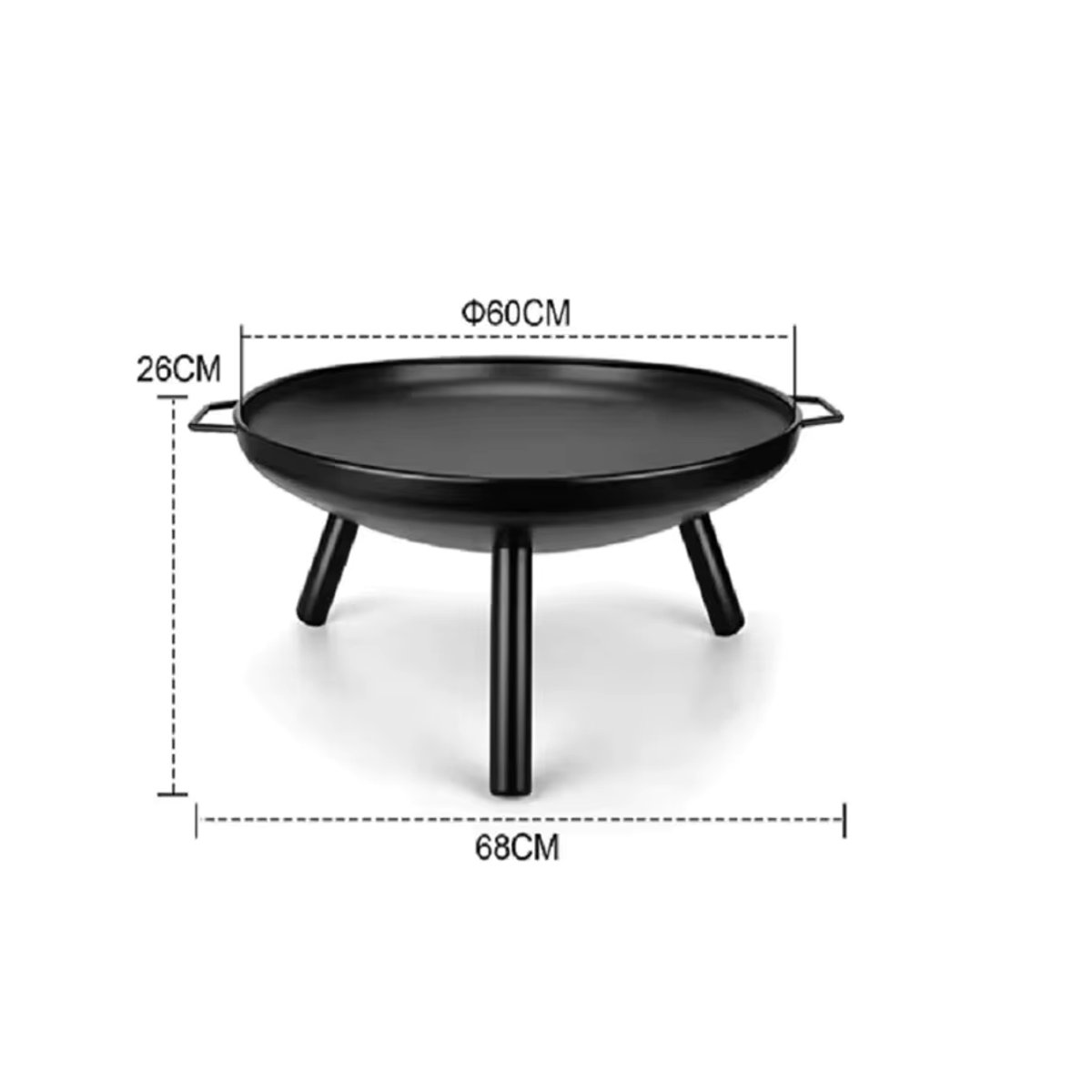 ZJMZYM 24-Zoll Feuerschale in Schwarz mit Grillzange und Gusseisenbeinen für Garten, Camping und Terrasse - Bild 5