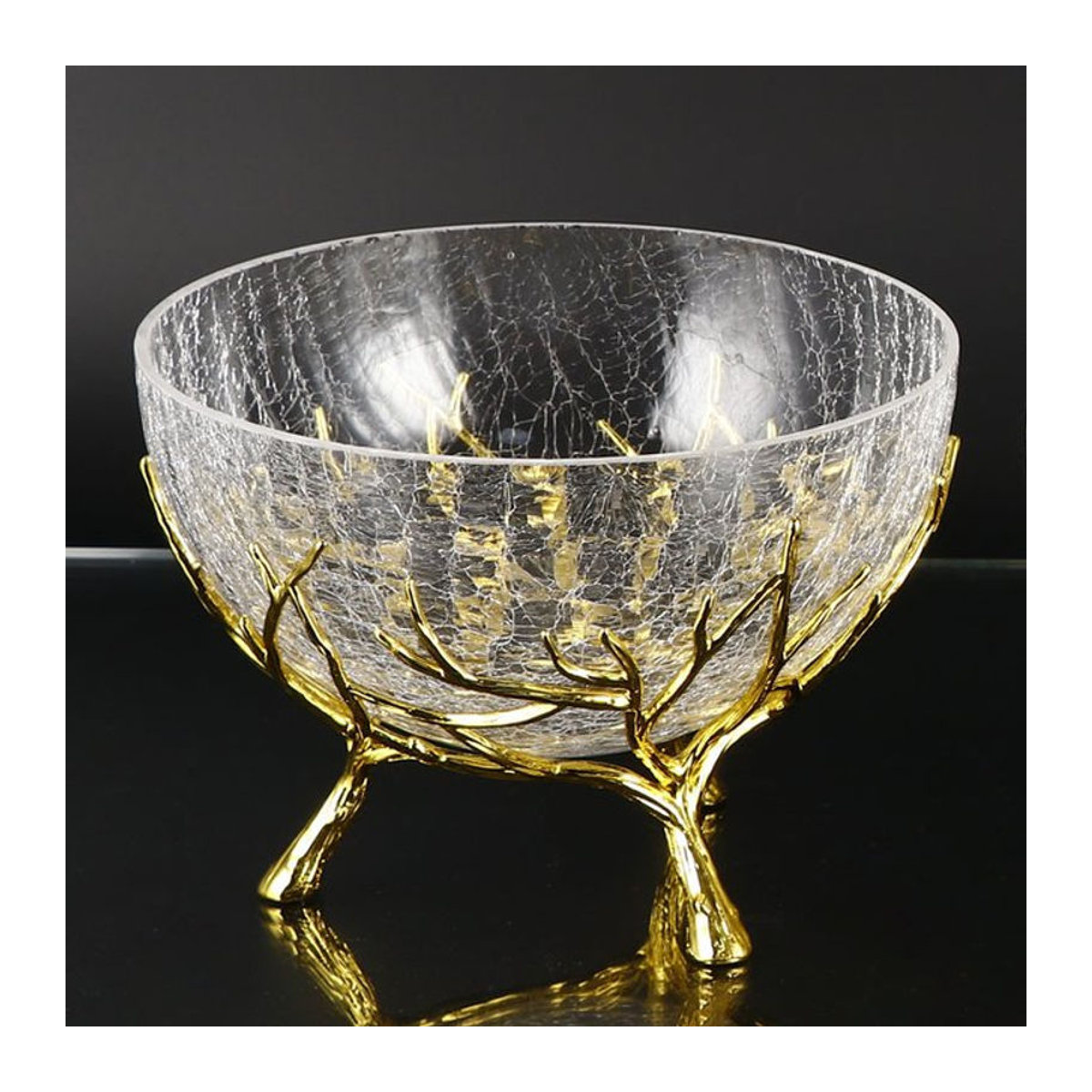 ZJMZYM Dekorative Glas Obstschale in Gold und Transparent, Rundes Tablett für Snacks und Süßigkeiten - Bild 1