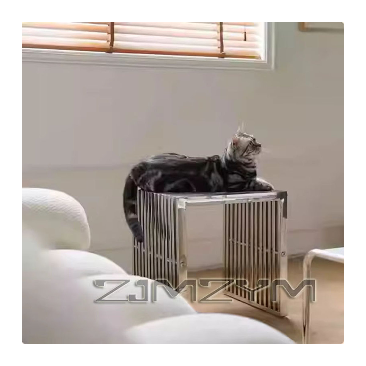 ZJMZYM Minimalistische Bank aus Edelstahl als niedriger Hocker für das Wohnzimmer und als Schuhhocker - Bild 2