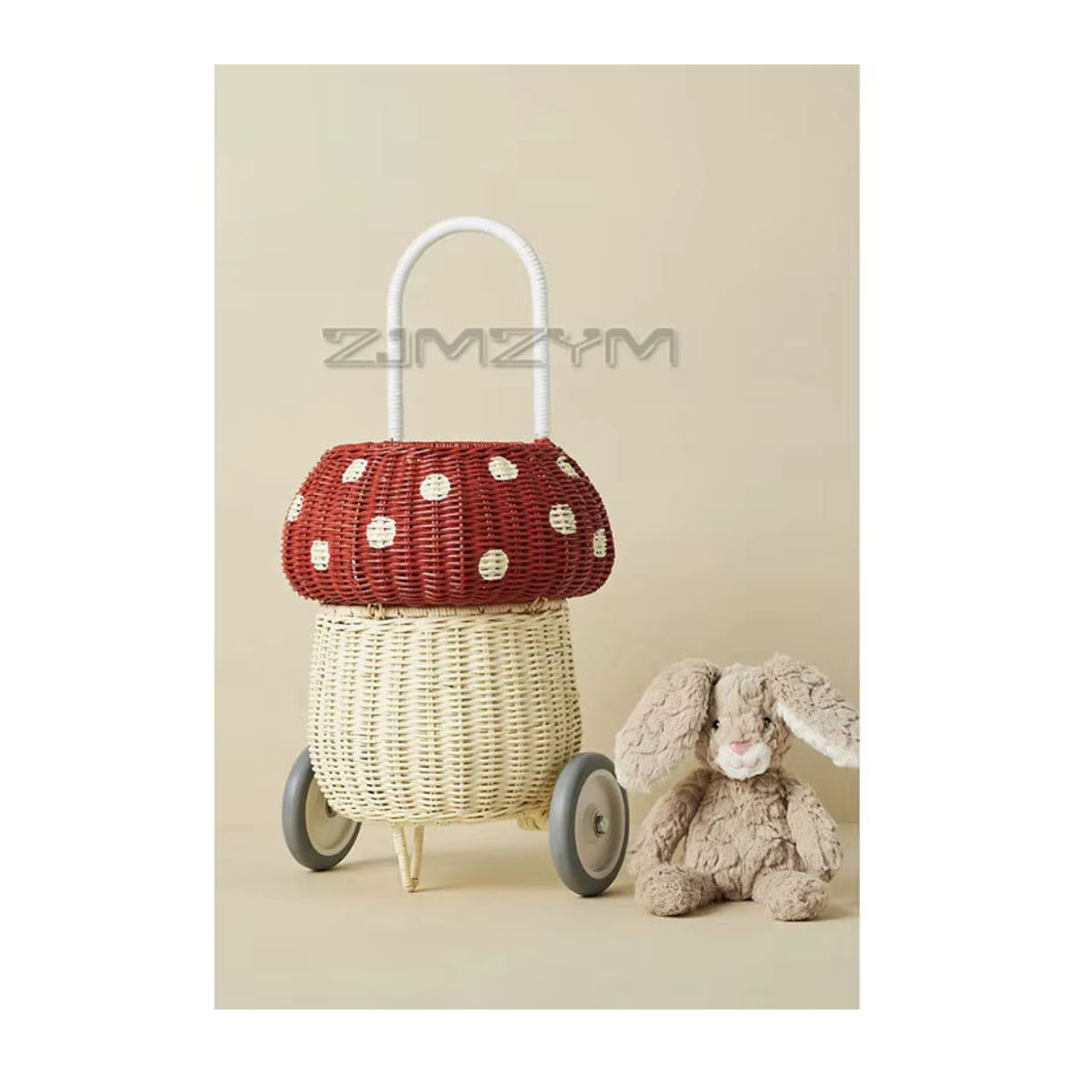 ZJMZYM Rattan Aufbewahrungskorb in Pilzform, mehrfarbig rot, skandinavische Dekoration für Kinderzimmer und Fotografie-Requisiten - Bild 5