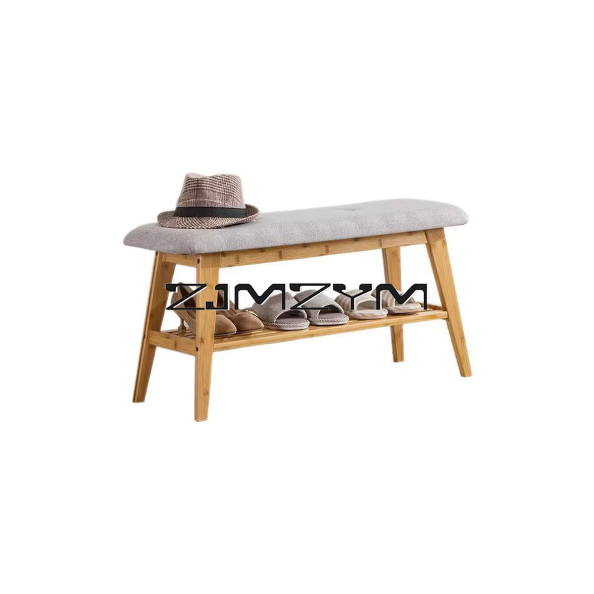 ZJMZYM Schuhbank im skandinavischen Stil mit Schuhregal, Grau, Stoff und Holz - Bild 2