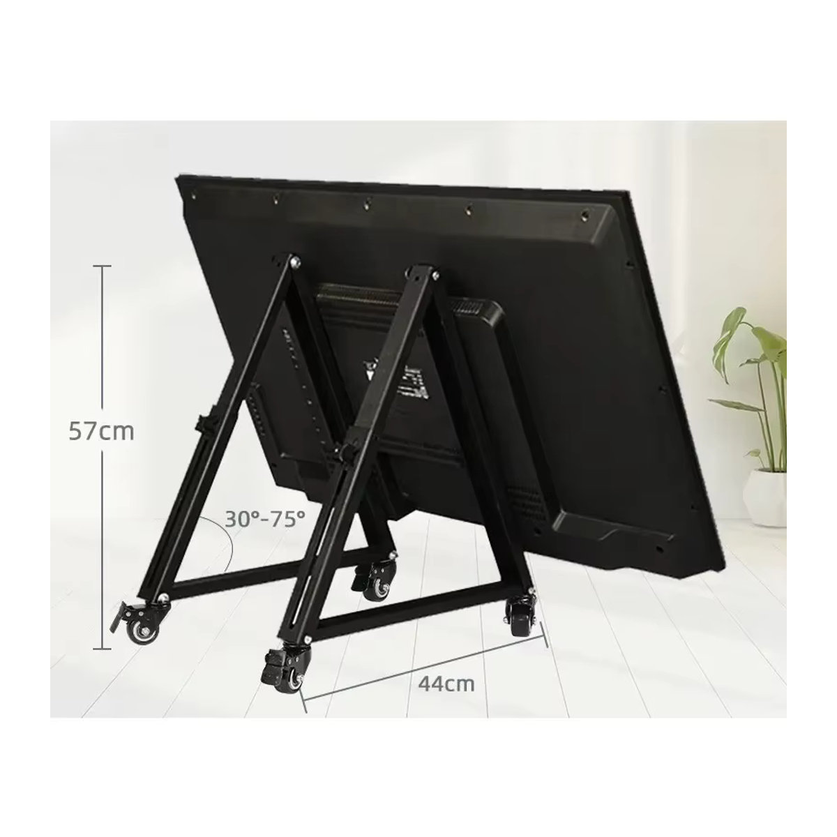 ZJMZYM TV-Ständer für 32-65 Zoll Flachbildfernseher in Schwarz aus Metall mit beweglichem Stativ und minimalistischem Design - Bild 1