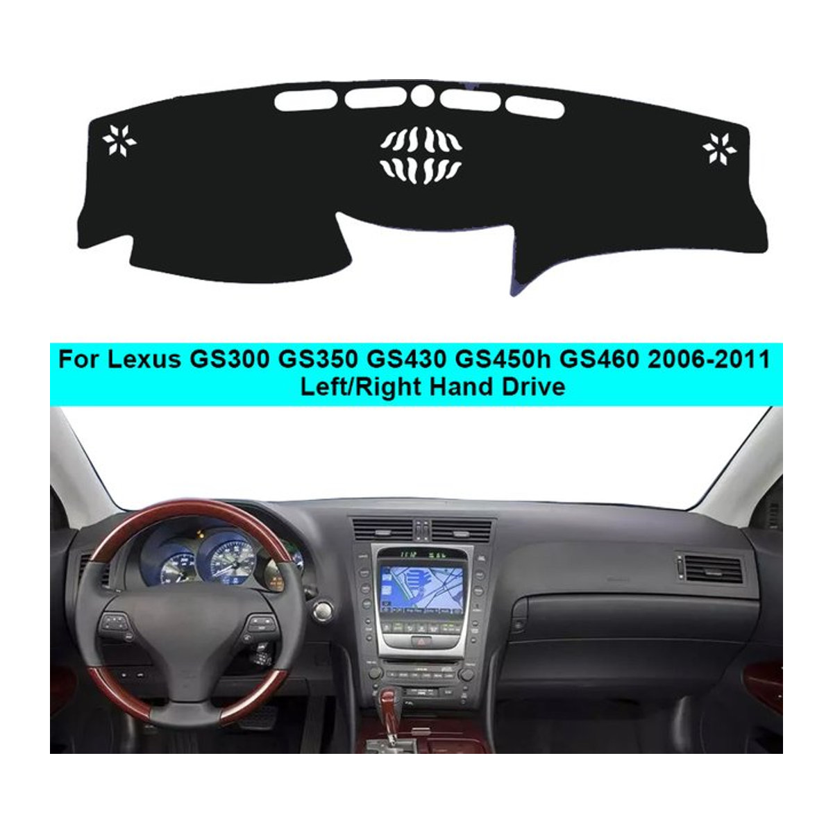 ZJZKZR Dashboard Abdeckung für Lexus GS GS300 GS350 GS430 GS450h GS460 (2006 - 2011), 2 Schichten, Schwarz - Bild 1