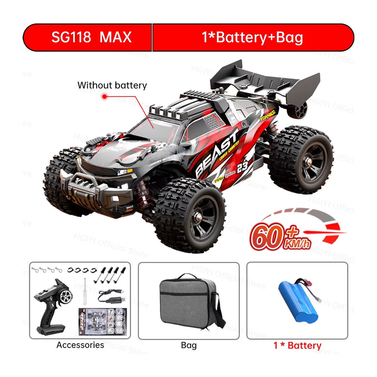 ZLL SG118 MAX/PRO RC Drift Racing Auto 1:16 High Speed 4WD Offroad Spielzeug in Schwarz/Weiß - Bild 5