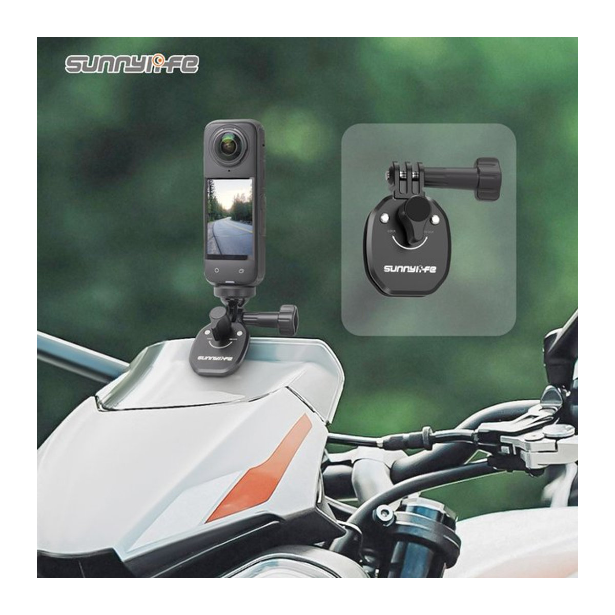 ZNTCH Motorrad-Windschutzscheiben-Clip aus Aluminiumlegierung in Schwarz für DJI Osmo Action 5 Pro, GoPro, Pocket 3 und Insta360 X5/X4/Go 3S - Bild 1
