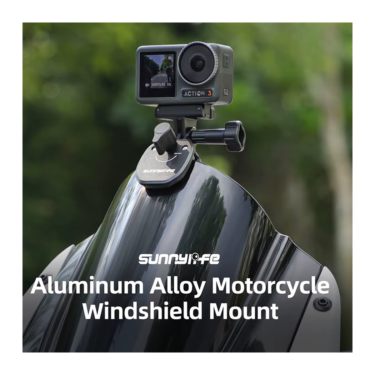 ZNTCH Motorrad-Windschutzscheiben-Clip aus Aluminiumlegierung in Schwarz für DJI Osmo Action 5 Pro, GoPro, Pocket 3 und Insta360 X5/X4/Go 3S - Bild 2