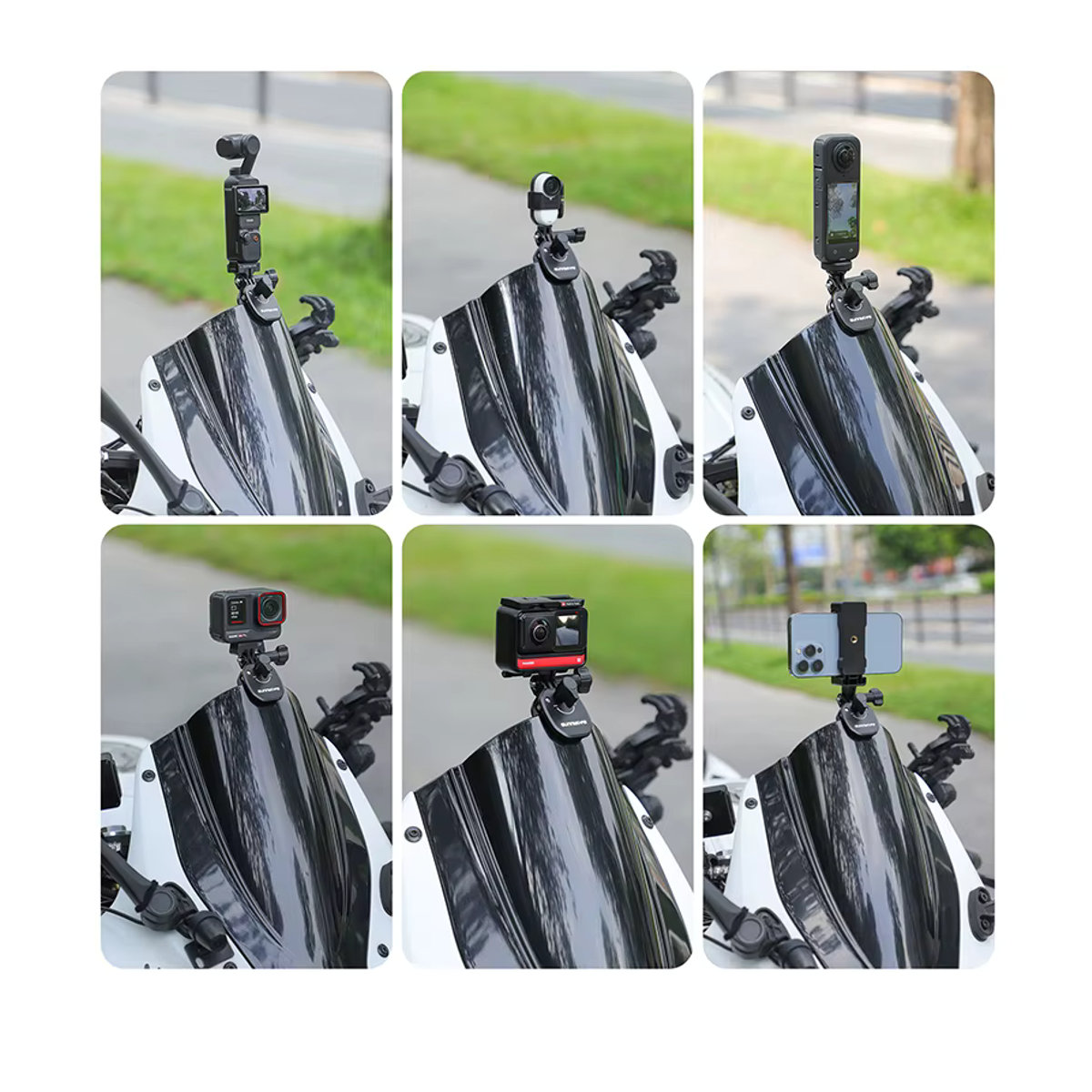 ZNTCH Motorrad-Windschutzscheiben-Clip aus Aluminiumlegierung in Schwarz für DJI Osmo Action 5 Pro, GoPro, Pocket 3 und Insta360 X5/X4/Go 3S - Bild 3