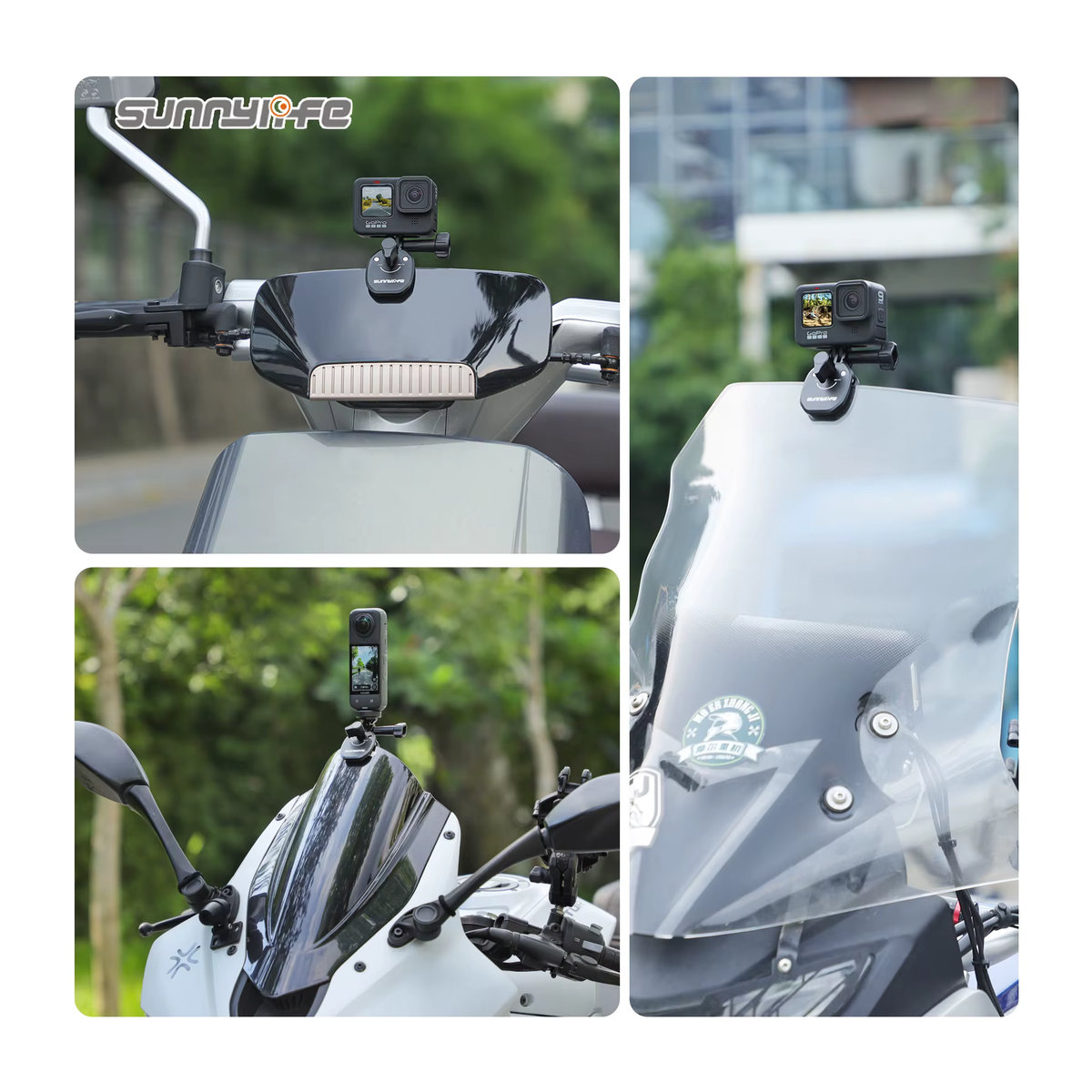 ZNTCH Motorrad-Windschutzscheiben-Clip aus Aluminiumlegierung in Schwarz für DJI Osmo Action 5 Pro, GoPro, Pocket 3 und Insta360 X5/X4/Go 3S - Bild 5