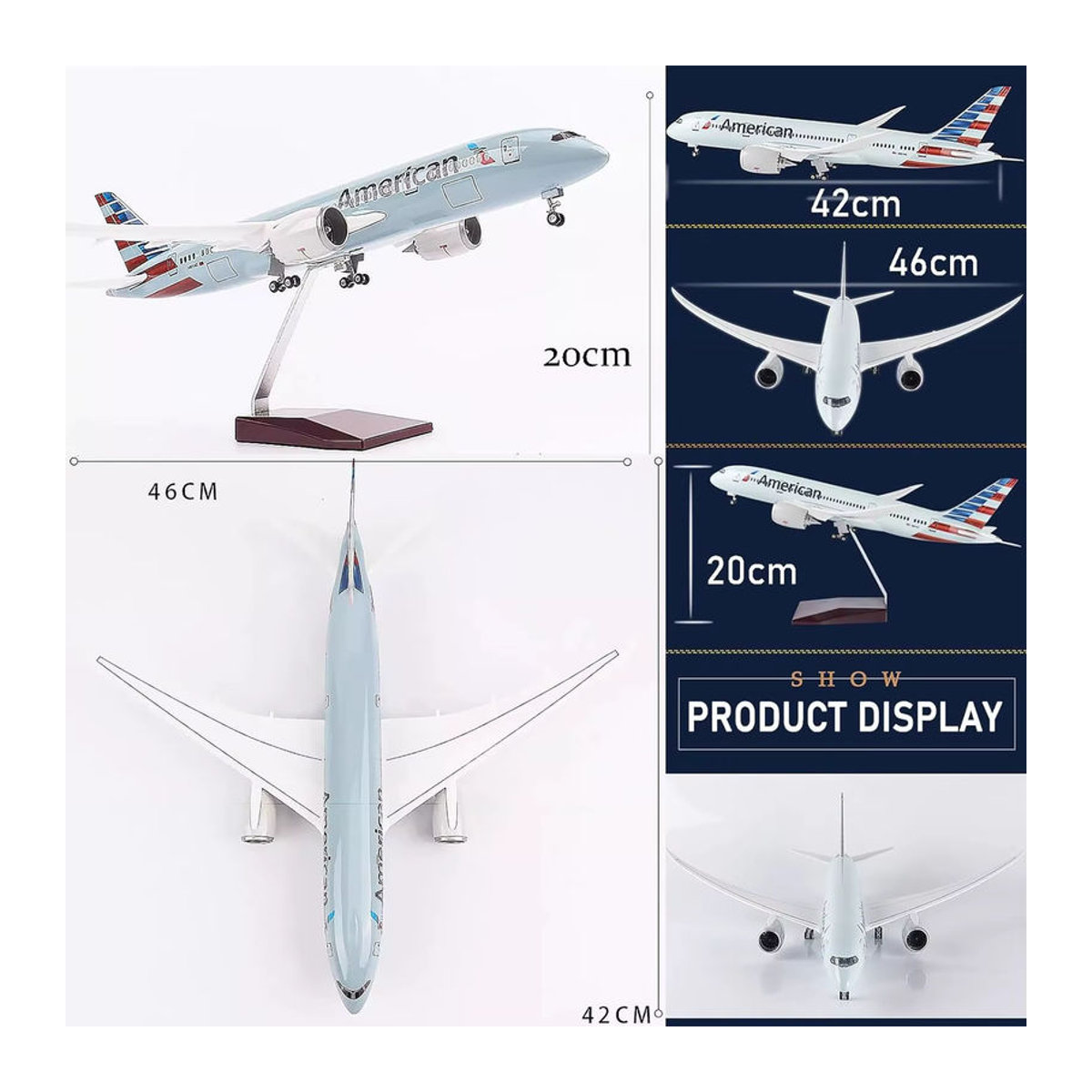 ZOCO B787 Flugzeugmodell US Airlines in Weiß, 1:130 Druckguss Simulation aus Metall - Bild 2