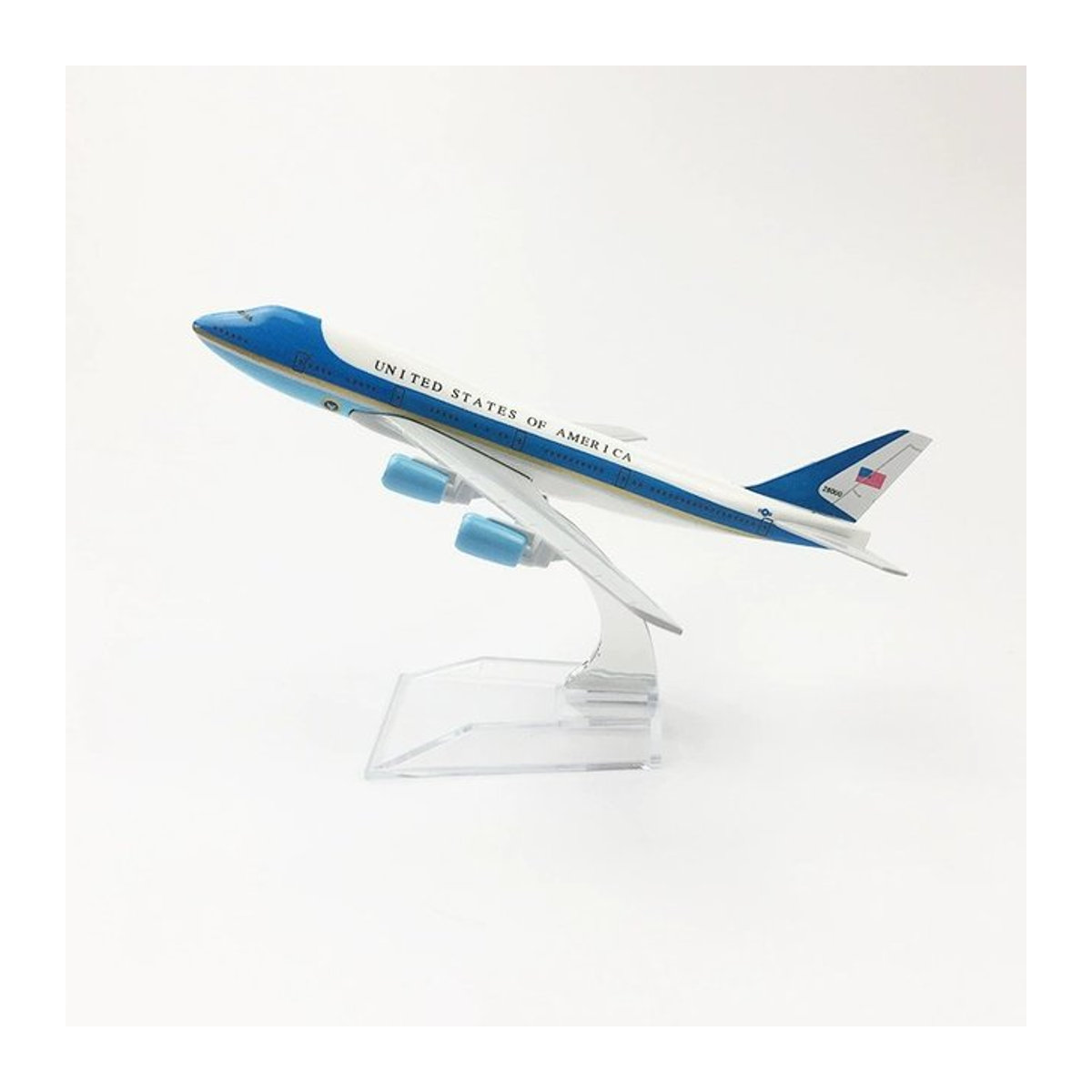 ZOCO Flugzeugmodell Air Force One B747 Metall Druckguss Replik in Weiß, Maßstab 1/400, Länge: 16 cm - Bild 1