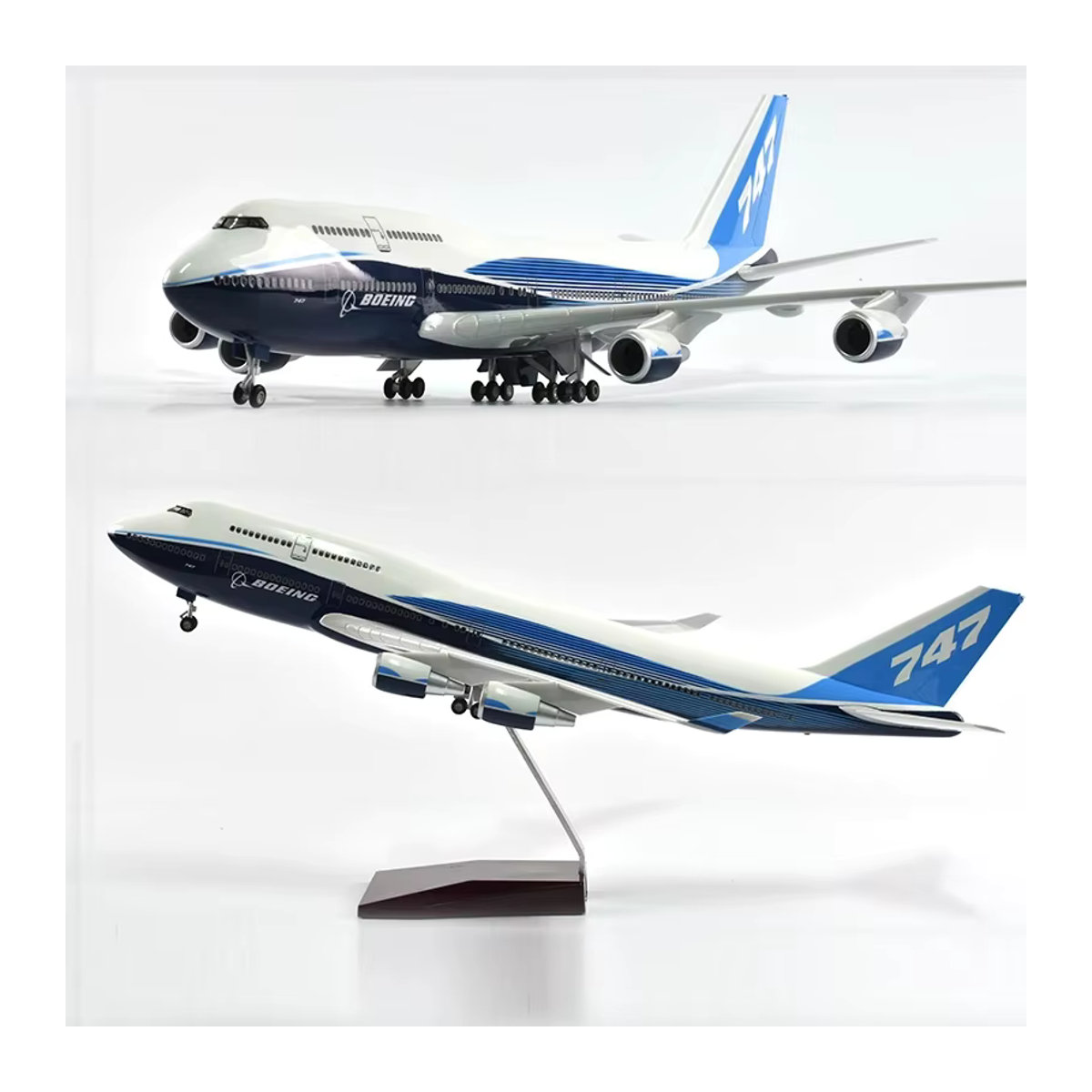 ZOCO Flugzeugmodell B747 Prototyp Airlines in Weiß, Maßstab 1:150, 47 cm Länge, Modell aus Kunstharz - Bild 3
