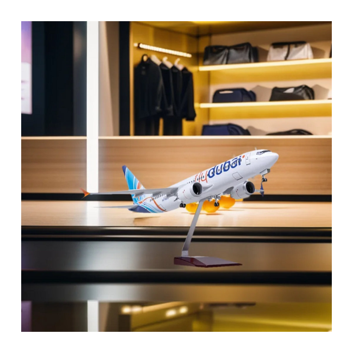 ZOCO Modellflugzeug B737 Dubai in Weiß, Diecast Spielzeug aus Kunststoff und Kunstharz mit Fahrwerk, Länge: 47 cm - Bild 1