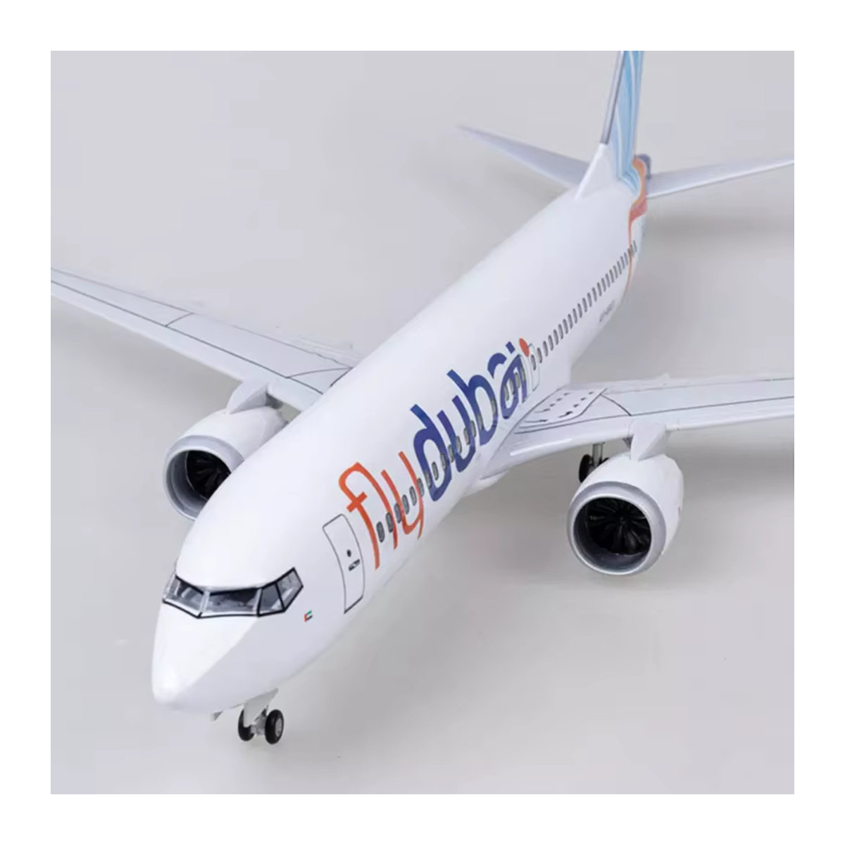 ZOCO Modellflugzeug B737 Dubai in Weiß, Diecast Spielzeug aus Kunststoff und Kunstharz mit Fahrwerk, Länge: 47 cm - Bild 2