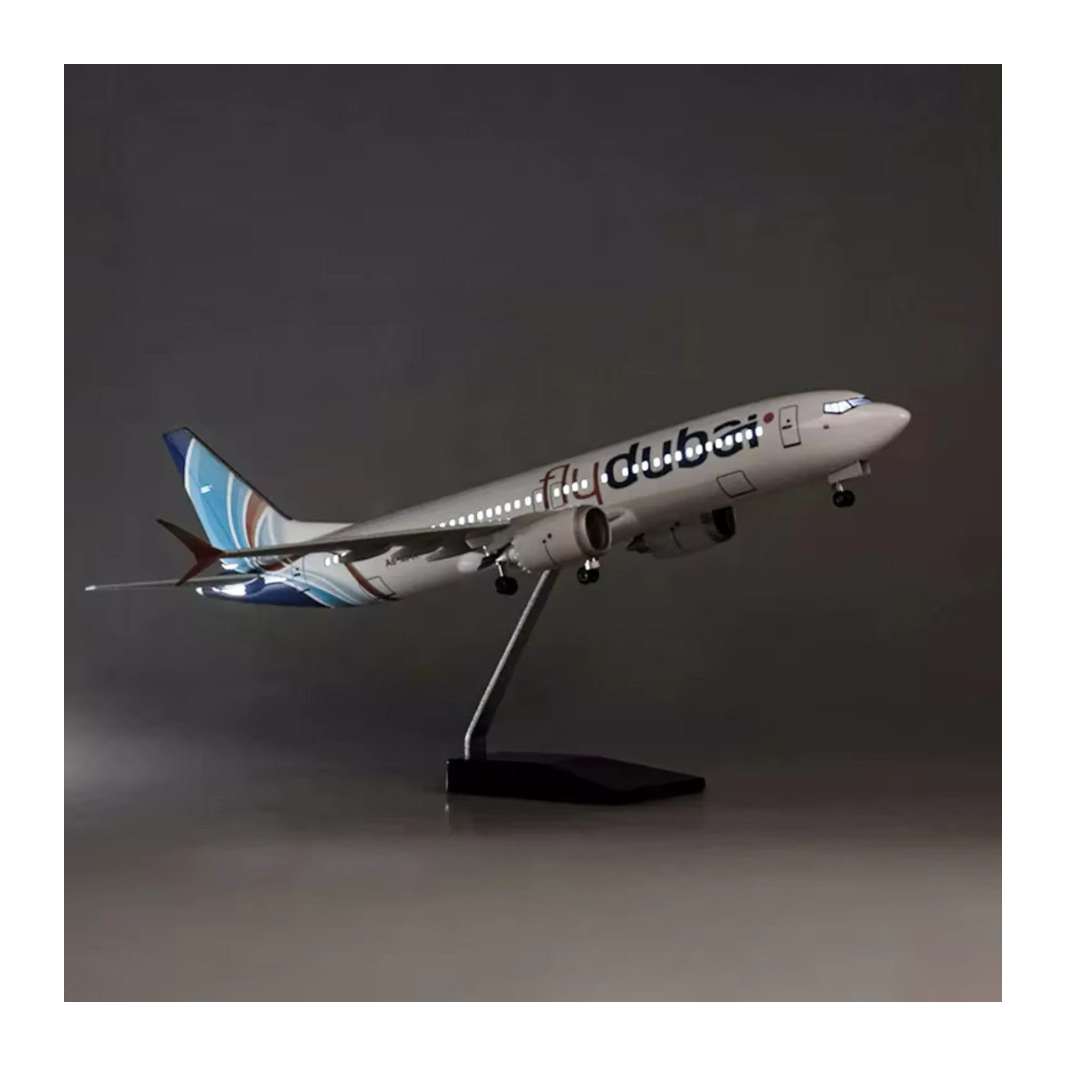 ZOCO Modellflugzeug B737 Dubai in Weiß, Diecast Spielzeug aus Kunststoff und Kunstharz mit Fahrwerk, Länge: 47 cm - Bild 3