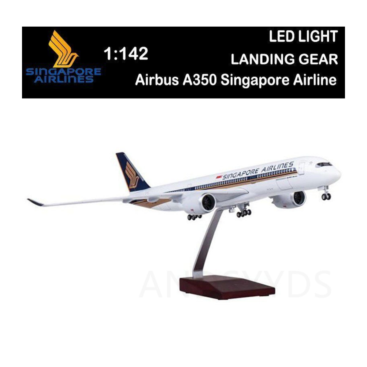 ZOCO Singapore A350 Flugzeug Modell aus Kunstharz in Weiß, Maßstab 1:142, Länge: 47 cm - Bild 1