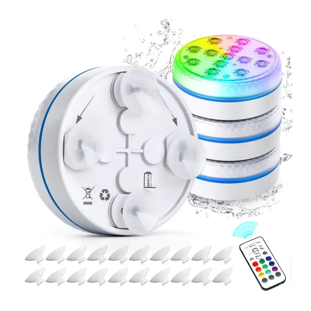 ZODOLAMP RGB Unterwasserleuchte mit Fernbedienung, 13-LED Unterwasserlampe IP68 für Pool, Teich und Aquarium, Bunt - Bild 1