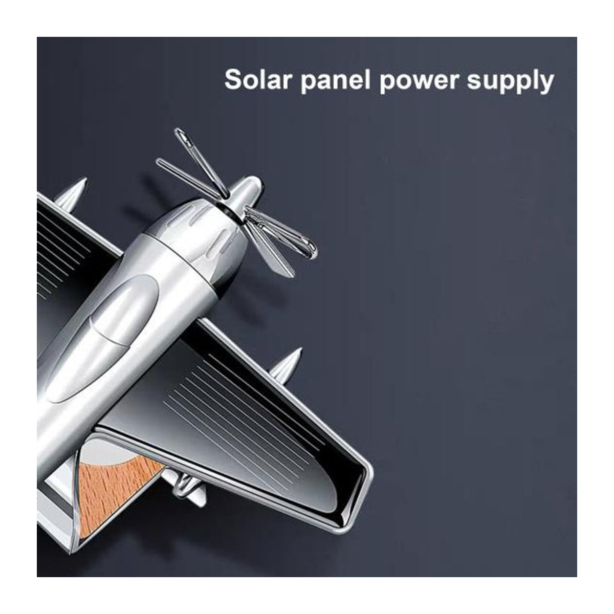 Zoeneed Solarflugzeug Modellauto Lufterfrischer und Parfüm in Silber aus Metall - Bild 4