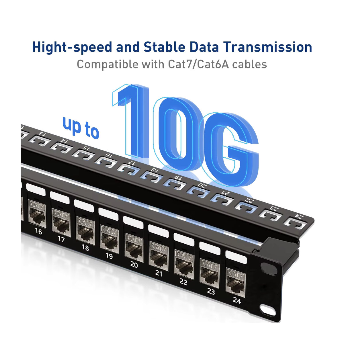 ZoeRax RJ45 Patchpanel Schwarz mit geschirmten CAT7 Keystone-Buchsen, 1U 19-Zoll Patchpanel mit abnehmbarer Rückwand für CAT7/6A Ethernet-Kabel - Bild 2